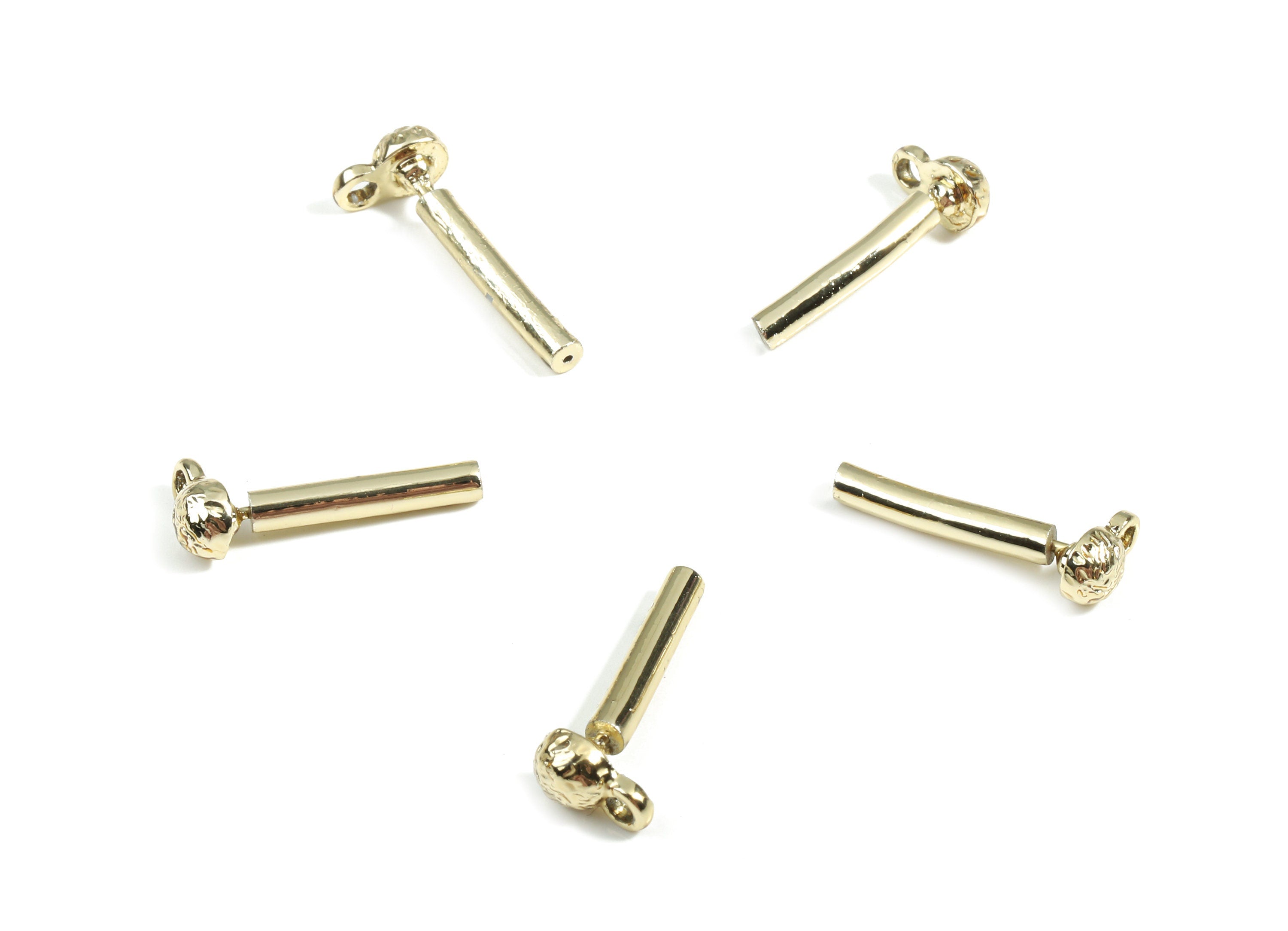 Alloy Mini Ball Stud Earring With Loop - Zinc Alloy Patterned Ball Earring Post - Silver Stud - Gold Tone Plated - 7.61x4.7x1.32mm - ZZ1608 - DOMEDBAZAAR
