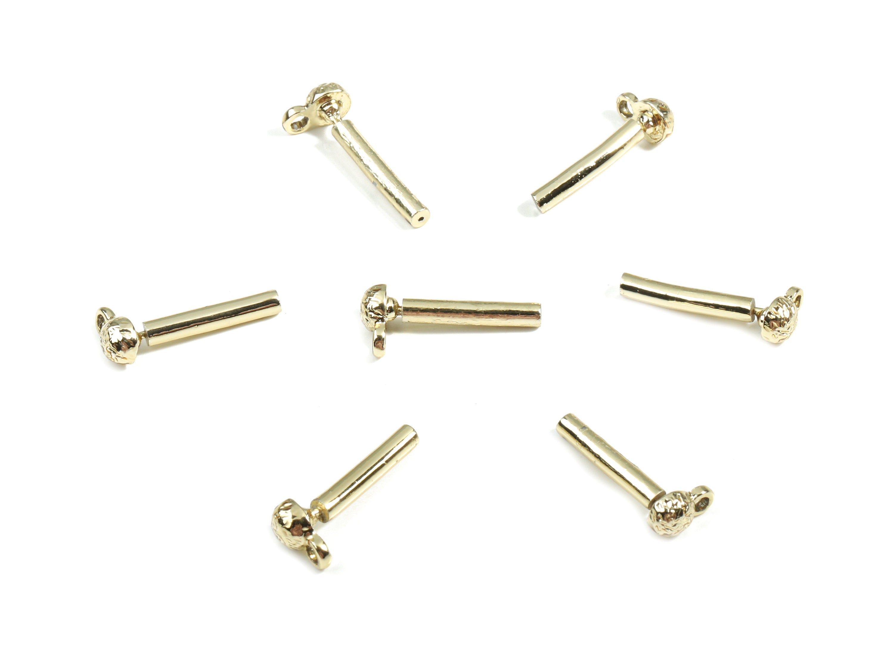 Alloy Mini Ball Stud Earring With Loop - Zinc Alloy Patterned Ball Earring Post - Silver Stud - Gold Tone Plated - 7.61x4.7x1.32mm - ZZ1608 - DOMEDBAZAAR