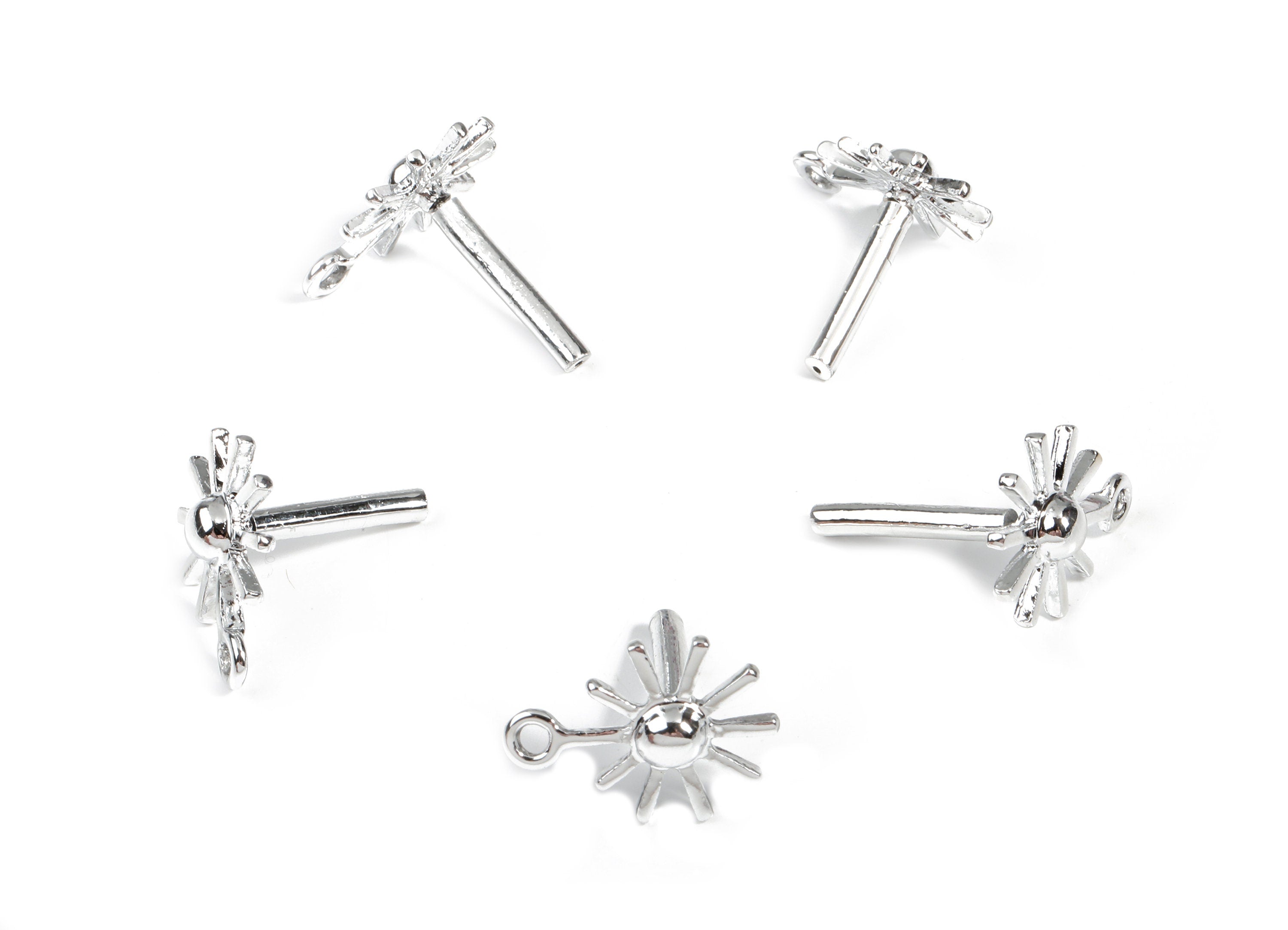 Alloy Star Stud Earring With Loop - Zinc Alloy Sun Earring Post - Surgical Stud - Gold Tone Plated - 18.18x13.47x1.66mm - ZZ1684 - DOMEDBAZAAR