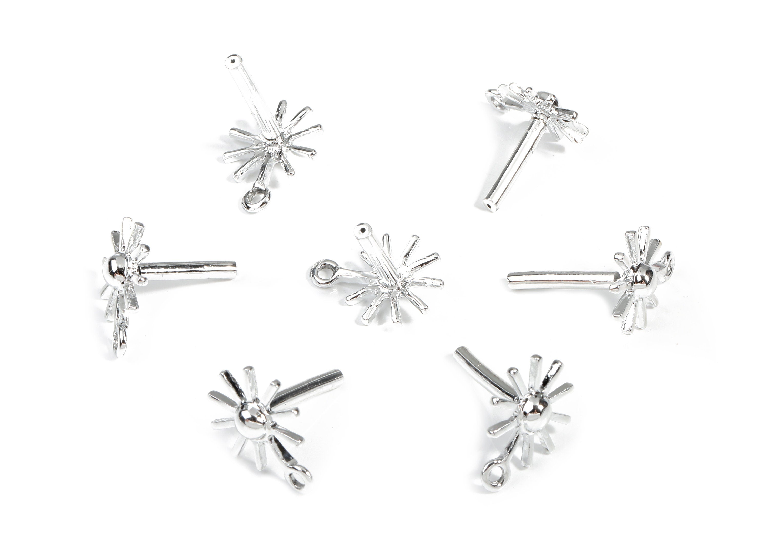 Alloy Star Stud Earring With Loop - Zinc Alloy Sun Earring Post - Surgical Stud - Gold Tone Plated - 18.18x13.47x1.66mm - ZZ1684 - DOMEDBAZAAR