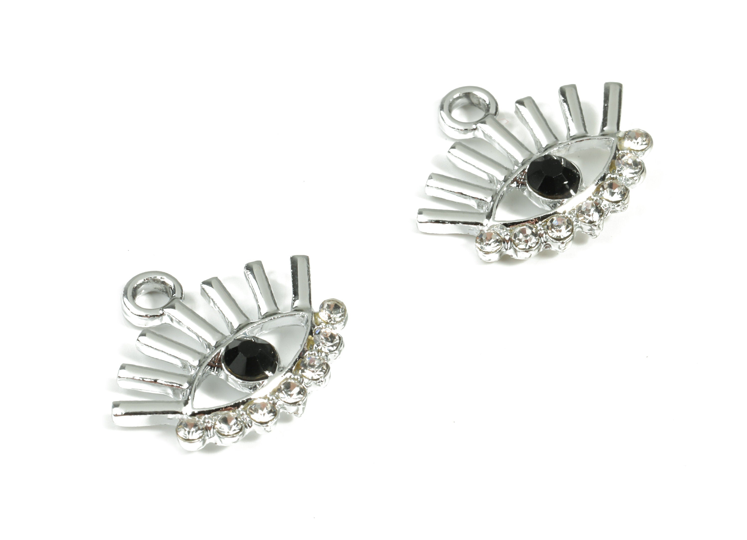 Alloy Eye Pendant With Glasses - Zinc Alloy Eye Earring Charms - Silver Tone Plated - Jewelry Supplies - 19.19x17.33x3.93mm - ZZ1682 - DOMEDBAZAAR