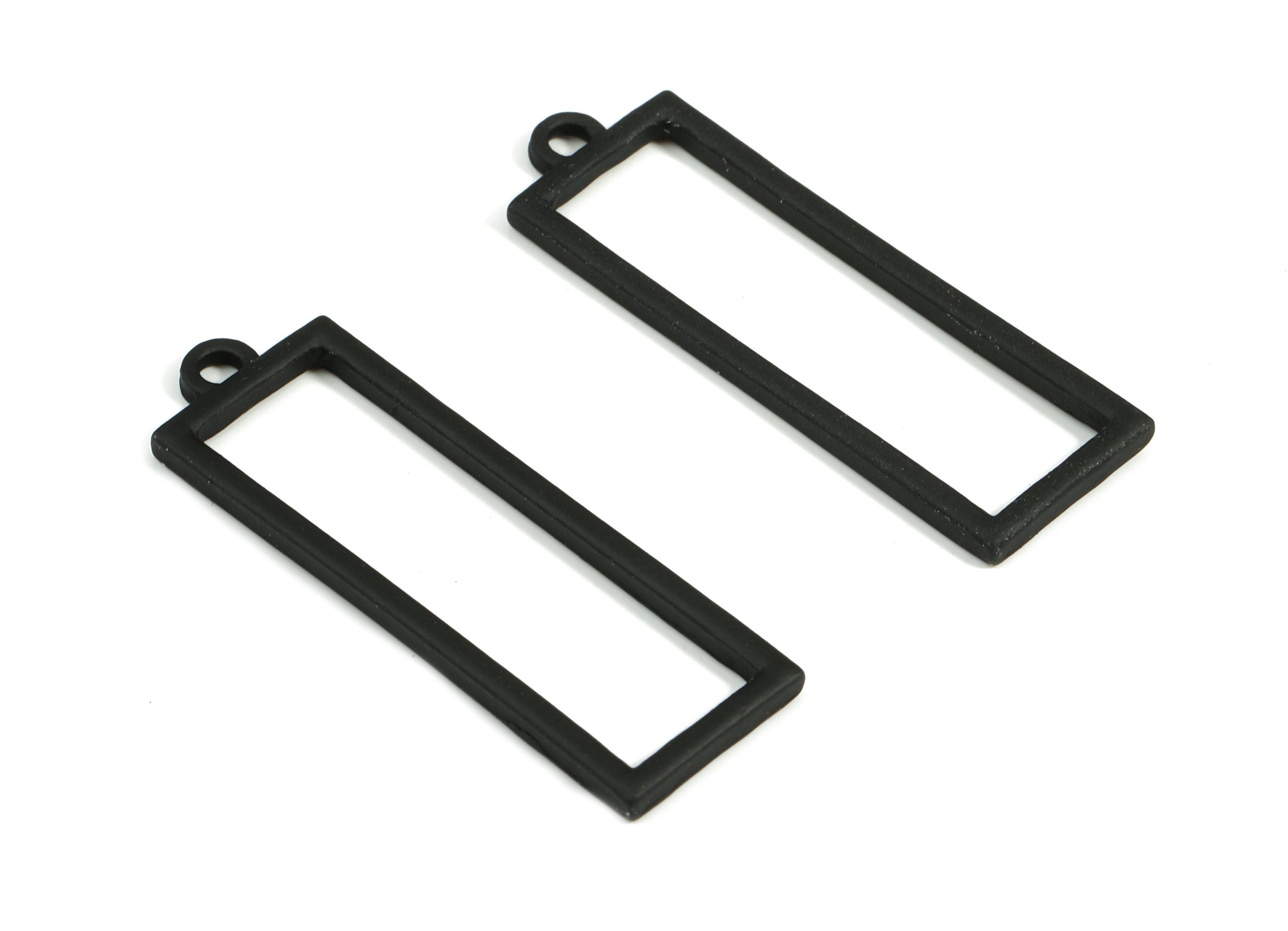 Alloy Rectangle Earring Charms - Zinc Alloy Rectangle Pendant - Matte Black Tone Plated - Jewelry Supplies - 42.15x13.61x2.29mm - ZZ1666 - DOMEDBAZAAR