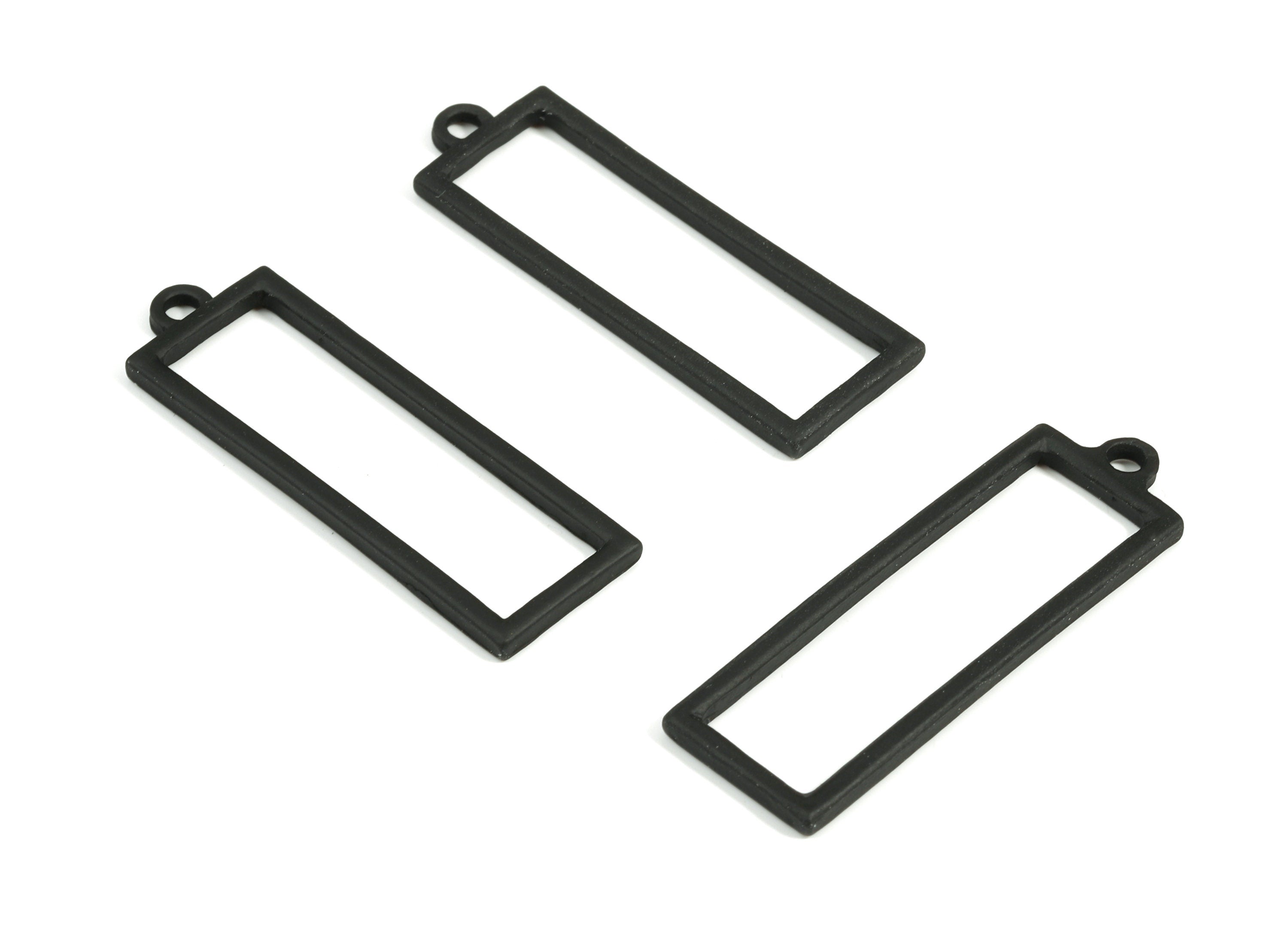 Alloy Rectangle Earring Charms - Zinc Alloy Rectangle Pendant - Matte Black Tone Plated - Jewelry Supplies - 42.15x13.61x2.29mm - ZZ1666 - DOMEDBAZAAR
