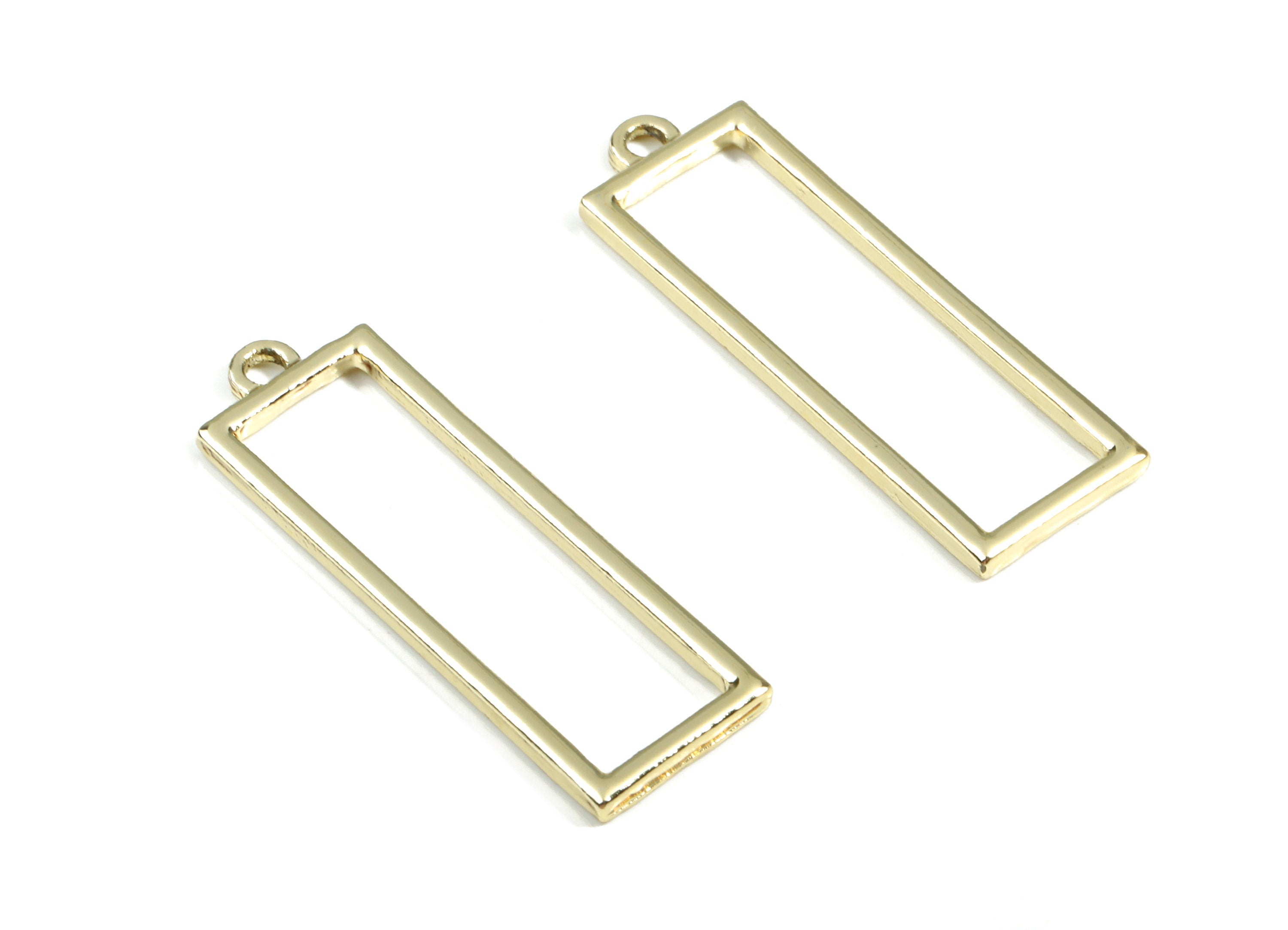 Alloy Rectangle Earring Charms - Zinc Alloy Rectangle Pendant - Gold Tone Plated - Jewelry Supplies - 42.15x13.61x2.29mm - ZZ1664 - DOMEDBAZAAR