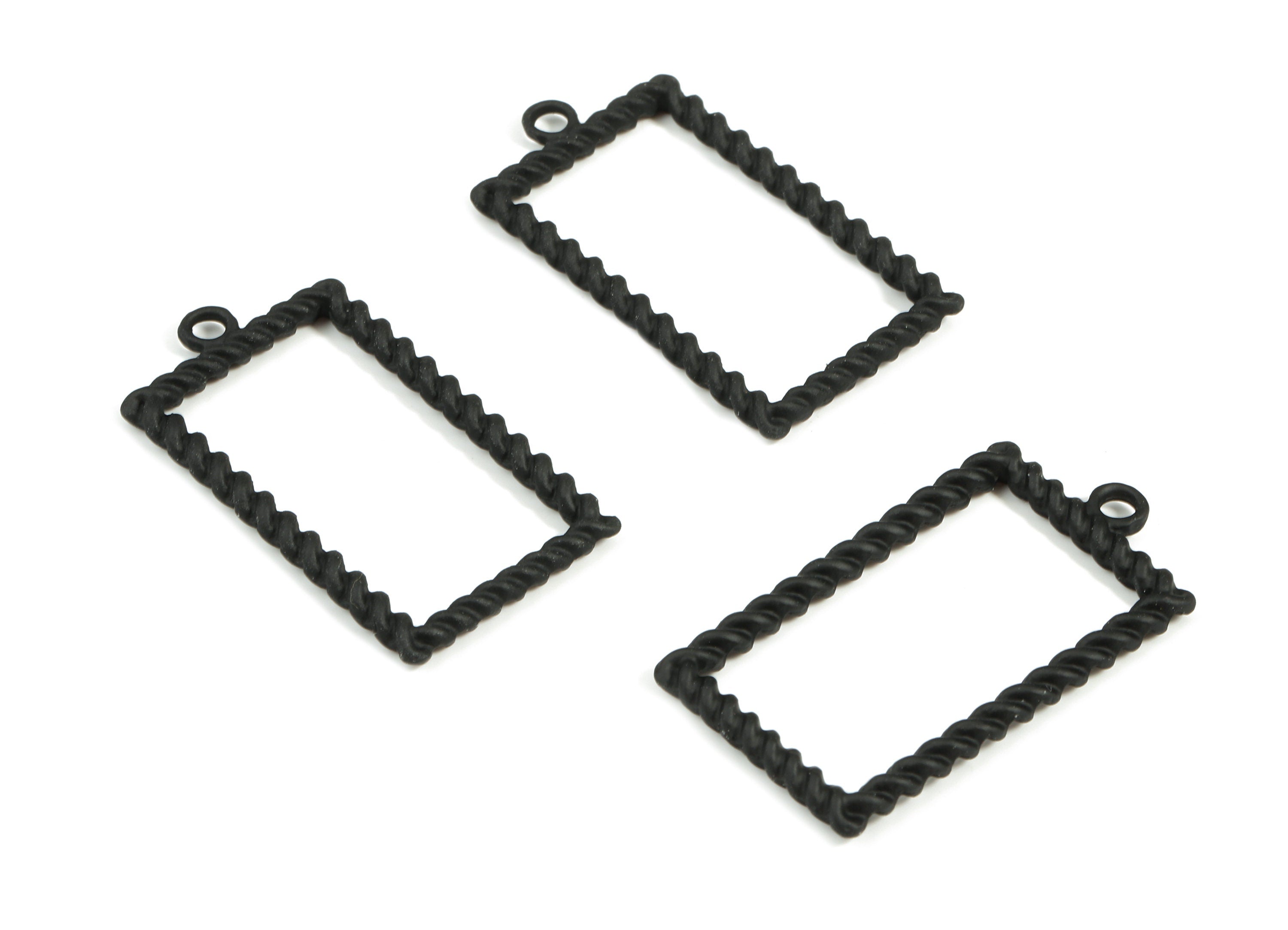 Alloy Rectangle Earring Charms - Zinc Alloy Screw Rectangle Pendant - Matte Black Tone Plated - Jewelry Supplies - 37x19.86x3.01mm - ZZ1663 - DOMEDBAZAAR