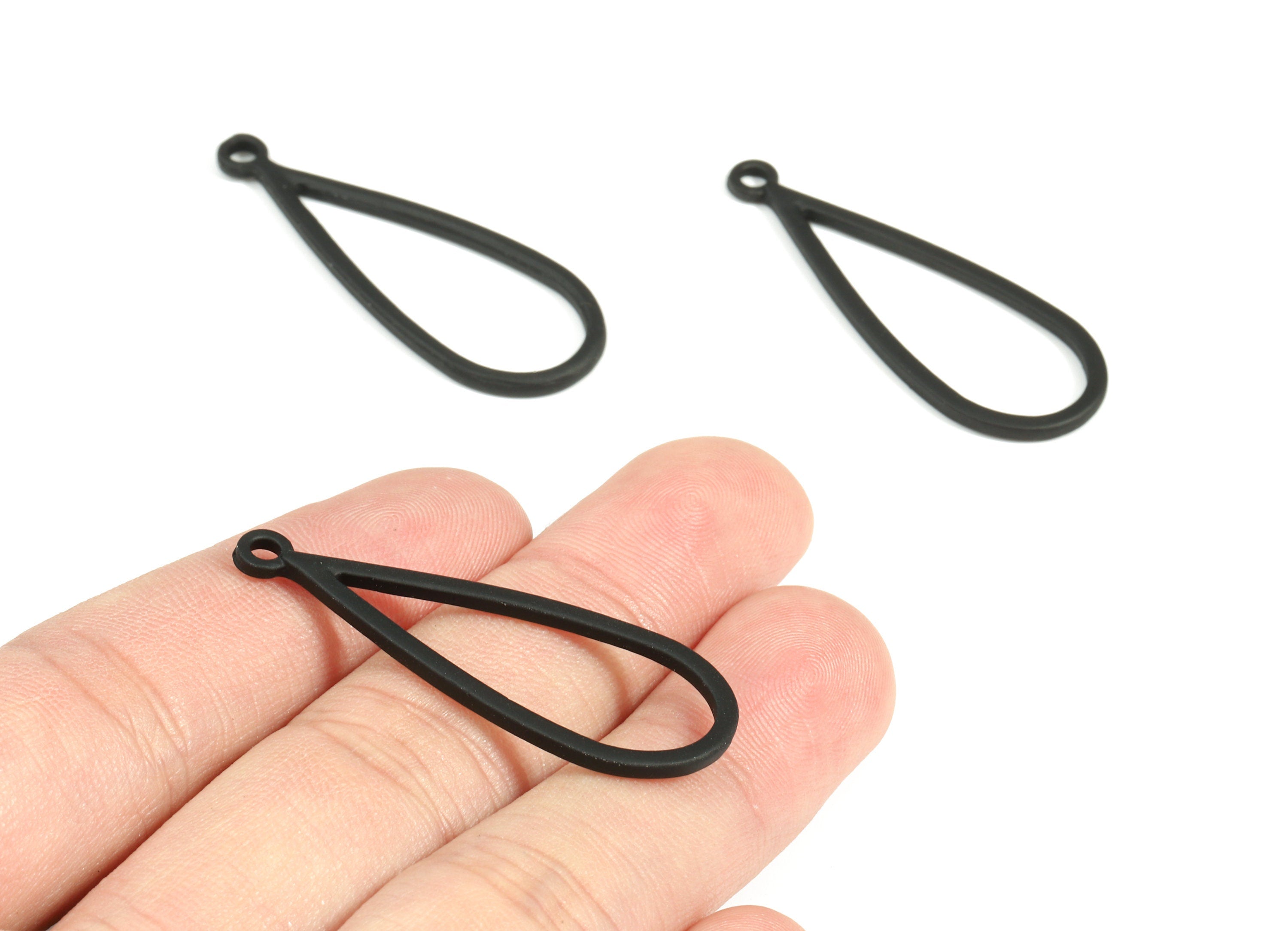 Alloy Drop Earring Charms - Zinc Alloy Drop Pendant - Matte Black Tone Plated - Jewelry Supplies - 42.66x15.64x1.95mm - ZZ1675 - DOMEDBAZAAR