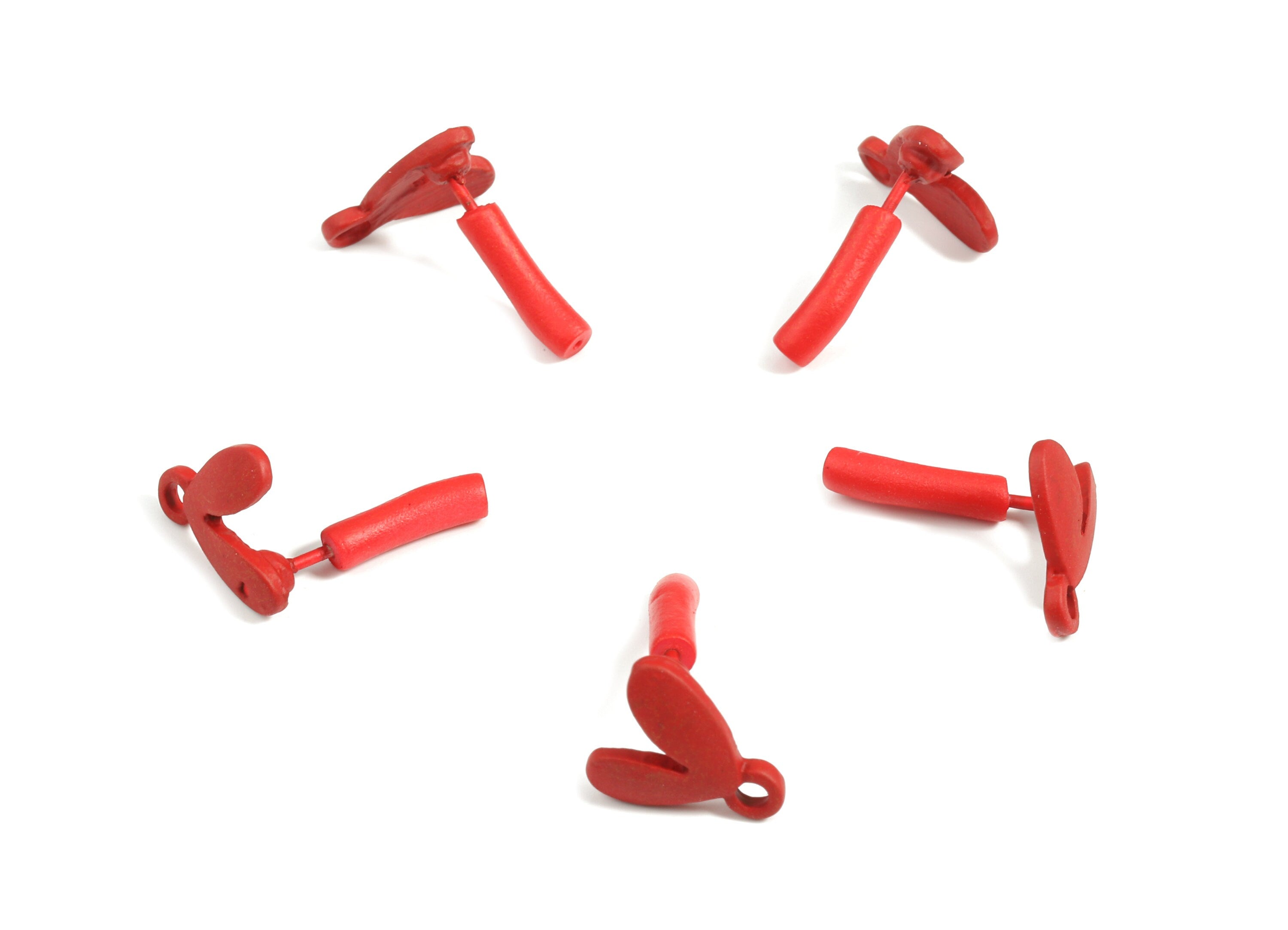 Alloy Heart Stud Earring With Loop - Zinc Alloy Heart Earring Post - Silver Stud - Matte Red Tone Plated - 10.8x9.59x1.46mm - ZZ1619 - DOMEDBAZAAR