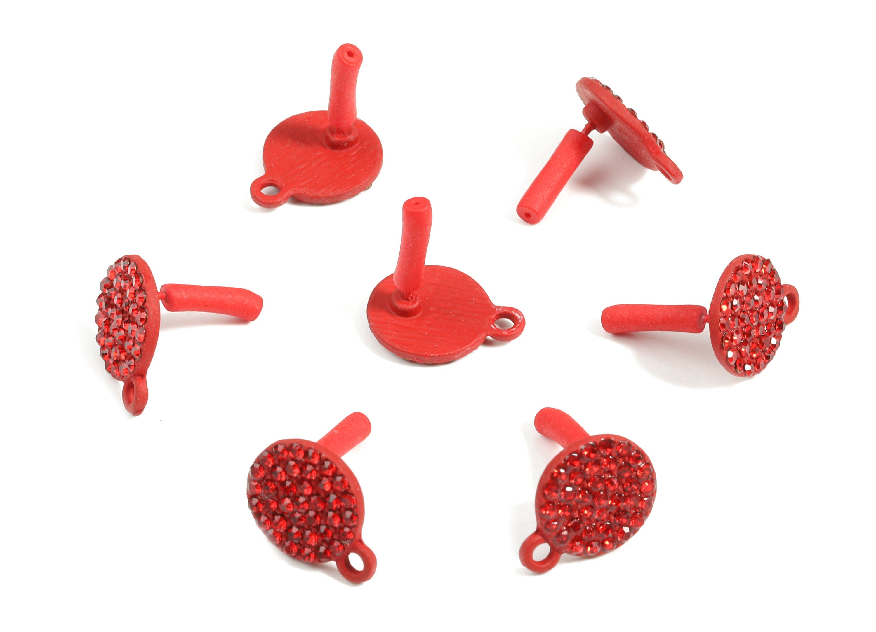 Alloy Round Stud Earring With Glasses - Zinc Alloy Circle Earring Post With Loop - Matte Red Tone Plated - 15.1x11.62x1.82mm - ZZ1641 - DOMEDBAZAAR