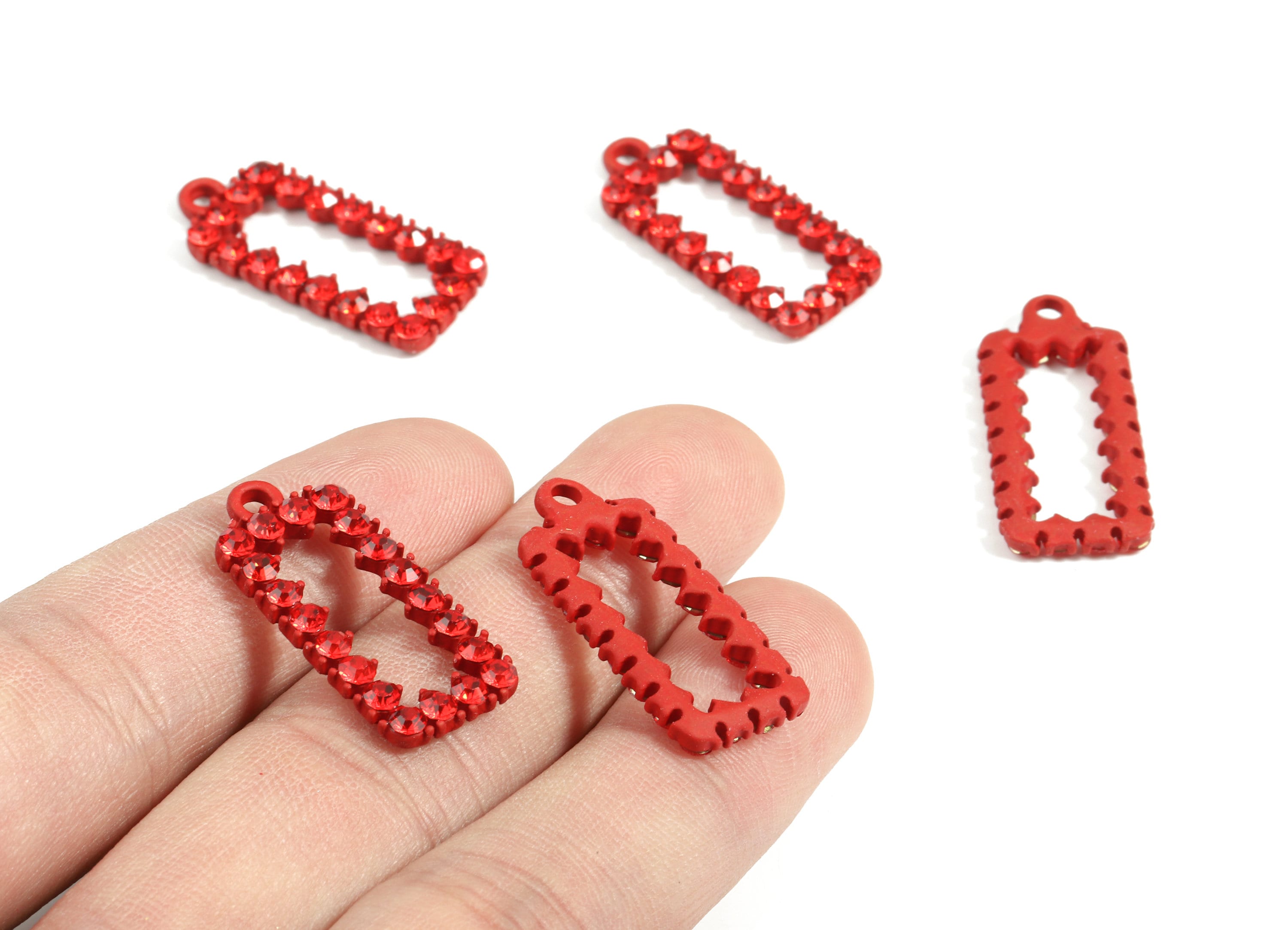 Alloy Rectangle Earring Charms With Glasses - Zinc Alloy Rectangle Pendant - Matte Red Tone Plated - 27.75x12.67x3.1mm - ZZ1629 - DOMEDBAZAAR