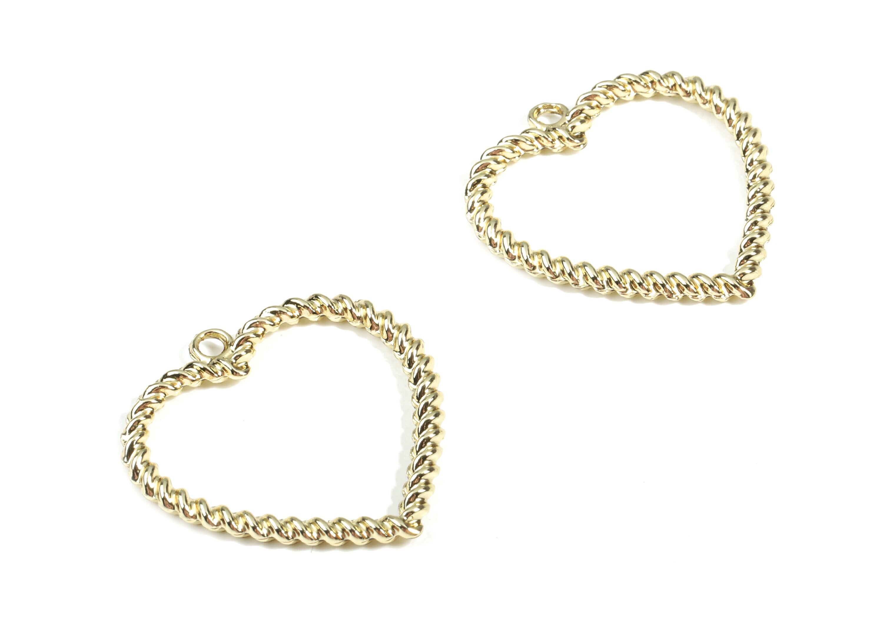 Alloy Heart Earring Charms - Zinc Alloy Screw Heart Pendant - Gold Tone Plated - Jewelry Supplies - 33.35x32.04x2.75mm - ZZ1658 - DOMEDBAZAAR