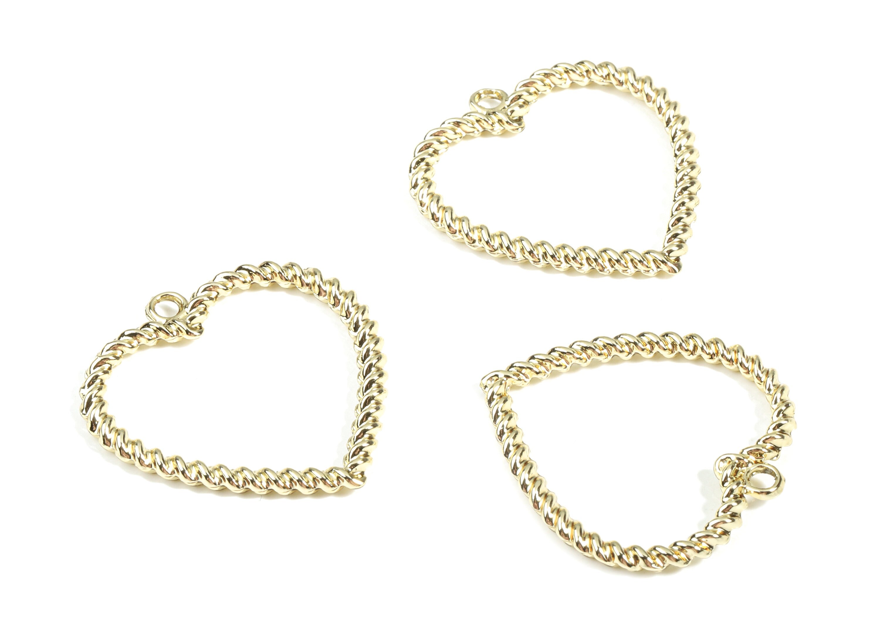 Alloy Heart Earring Charms - Zinc Alloy Screw Heart Pendant - Gold Tone Plated - Jewelry Supplies - 33.35x32.04x2.75mm - ZZ1658 - DOMEDBAZAAR