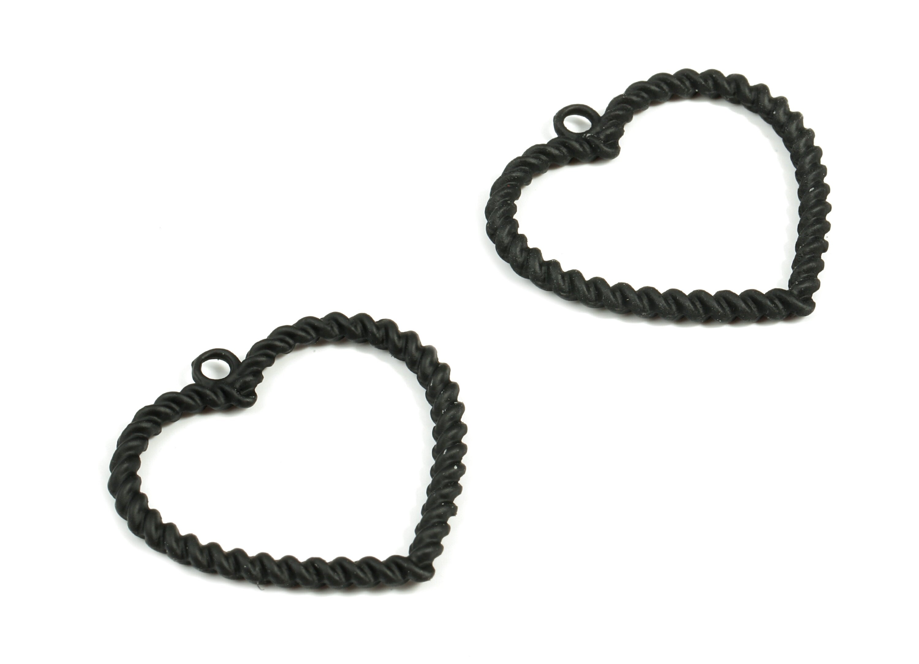 Alloy Heart Earring Charms - Zinc Alloy Screw Heart Pendant - Matte Black Tone Plated - Jewelry Supplies - 33.35x32.04x2.63mm - ZZ1660 - DOMEDBAZAAR