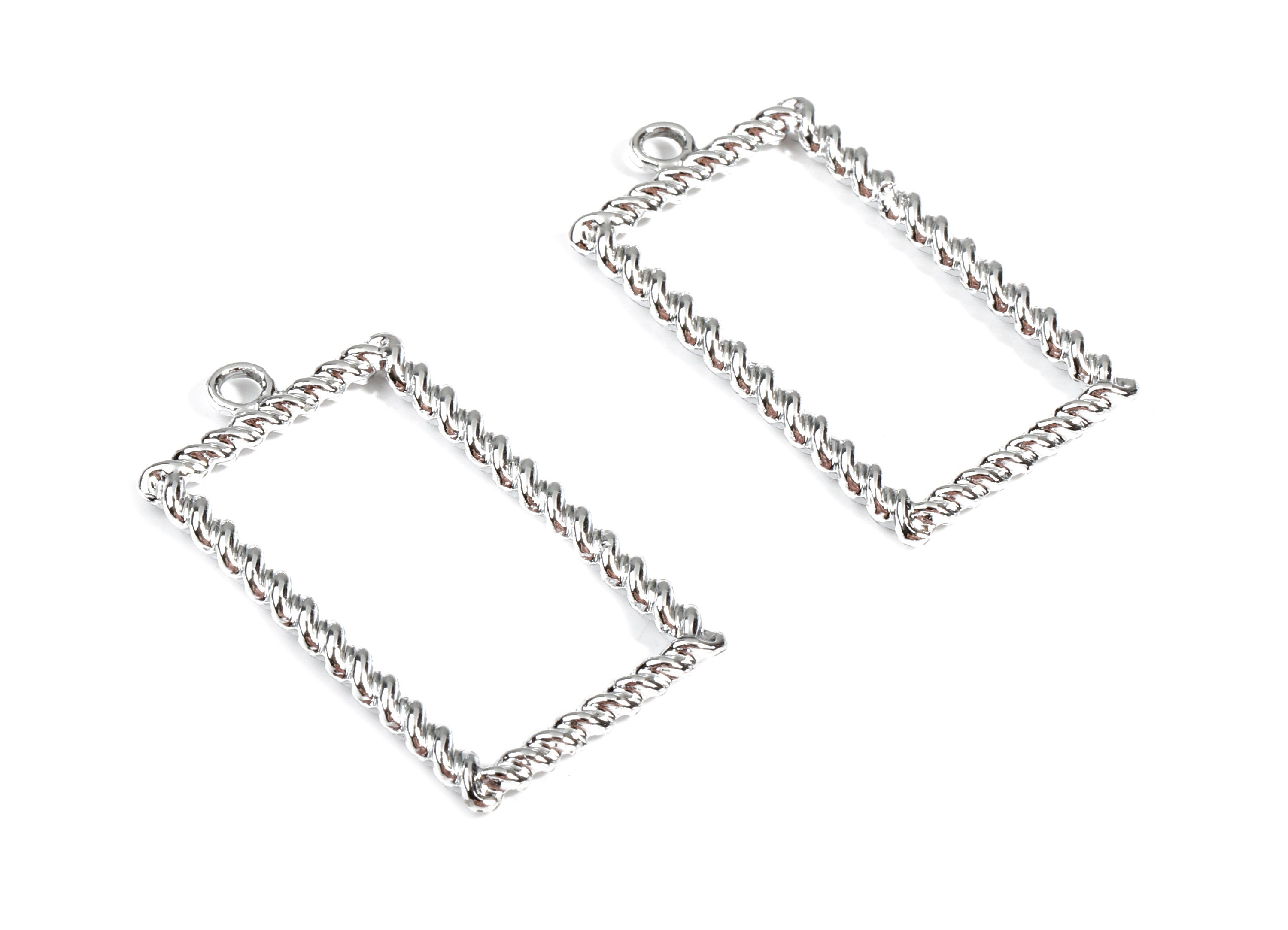 Alloy Rectangle Earring Charms - Zinc Alloy Screw Rectangle Pendant - Silver Tone Plated - Jewelry Supplies - 37.04x19.86x2.71mm - ZZ1662 - DOMEDBAZAAR