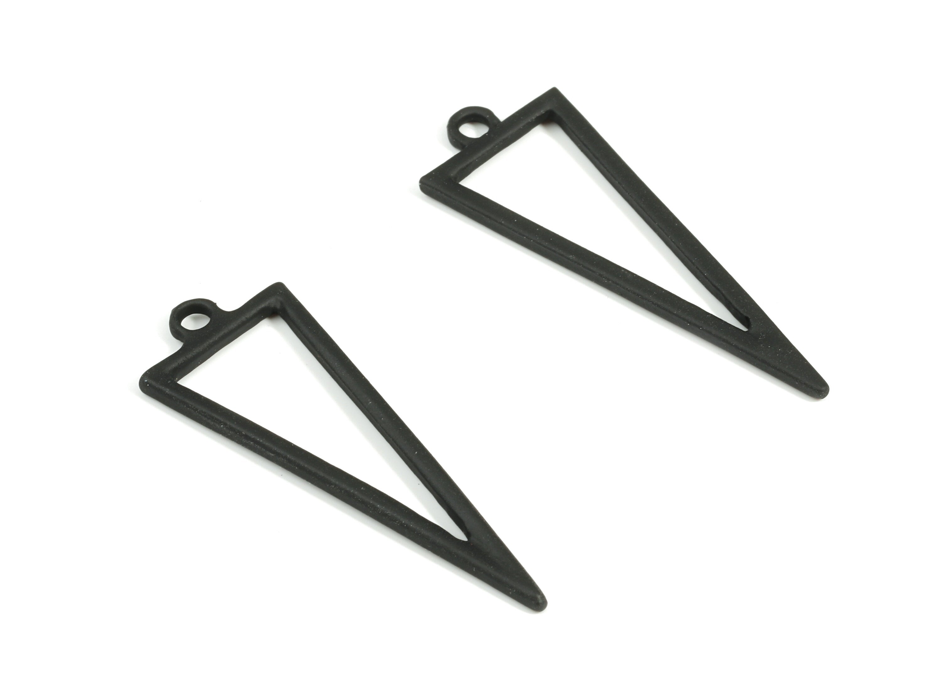 Alloy Triangle Earring Charms - Zinc Alloy Triangle Pendant - Matte Black Tone Plated - Jewelry Supplies - 42.53x15.41x1.97mm - ZZ1669 - DOMEDBAZAAR