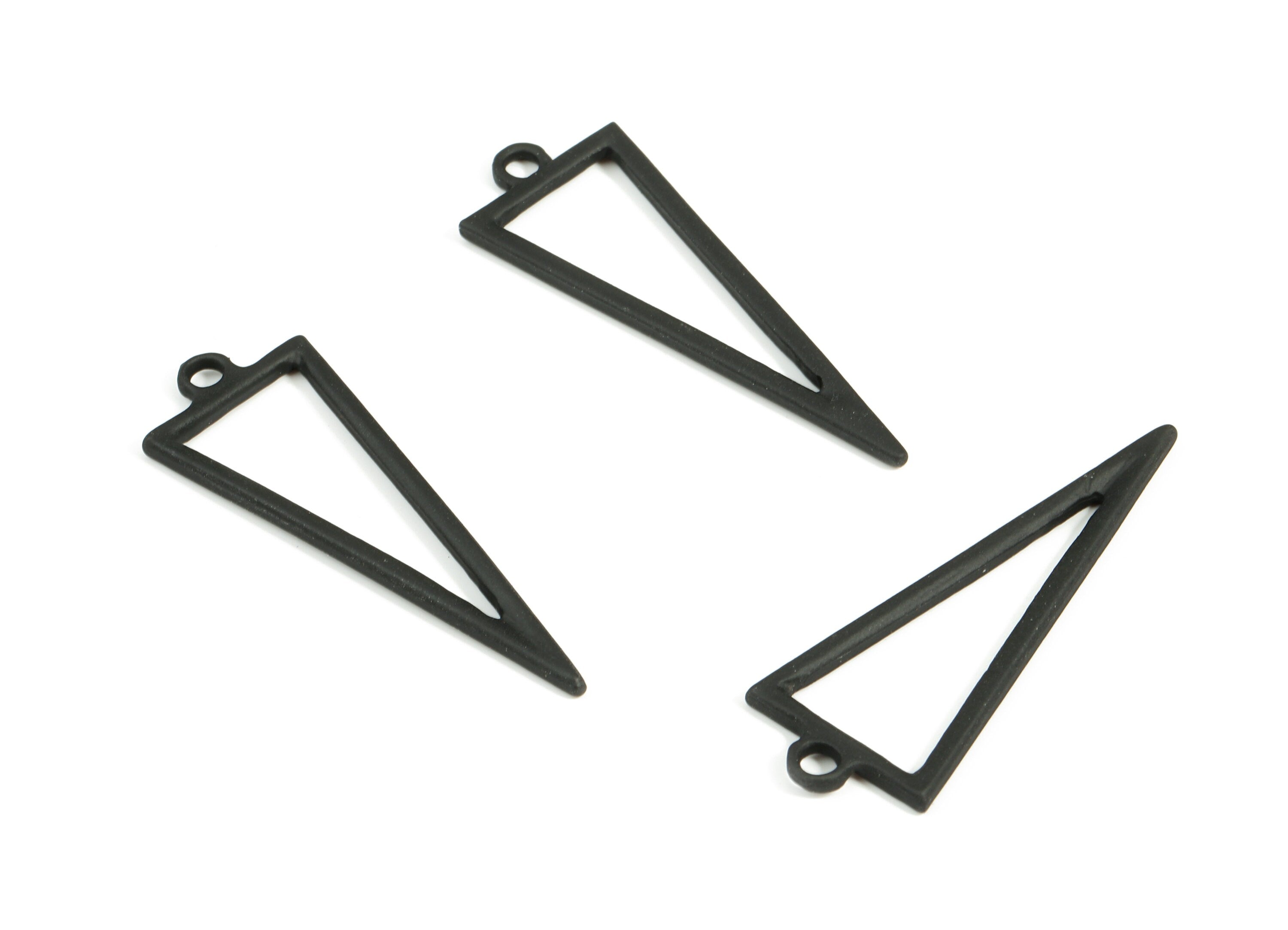 Alloy Triangle Earring Charms - Zinc Alloy Triangle Pendant - Matte Black Tone Plated - Jewelry Supplies - 42.53x15.41x1.97mm - ZZ1669 - DOMEDBAZAAR