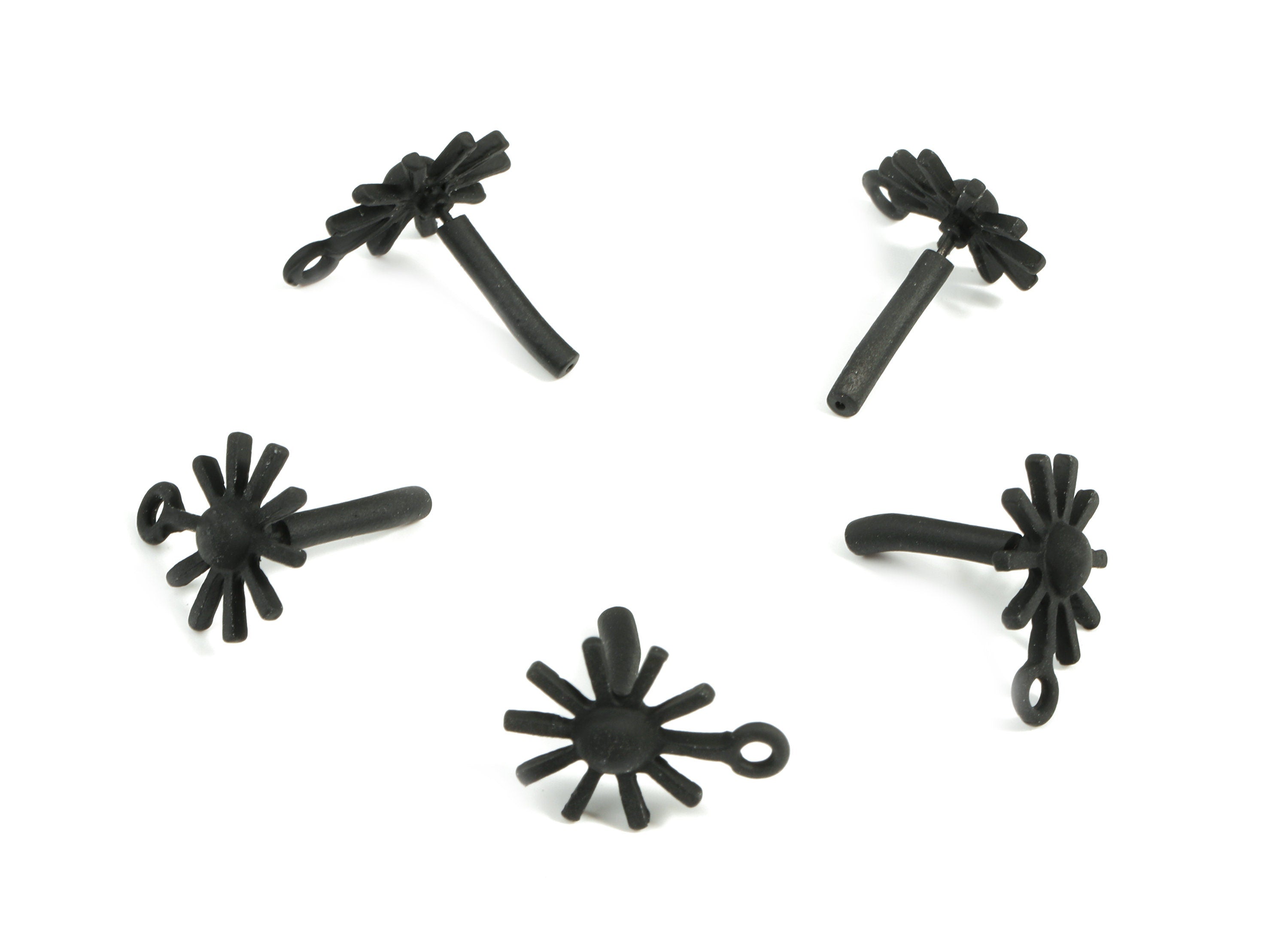 Alloy Star Stud Earring With Loop - Zinc Alloy Sun Earring Post - Surgical Stud - Matte Black Tone Plated - 18.45x13.47x1.74mm - ZZ1686 - DOMEDBAZAAR