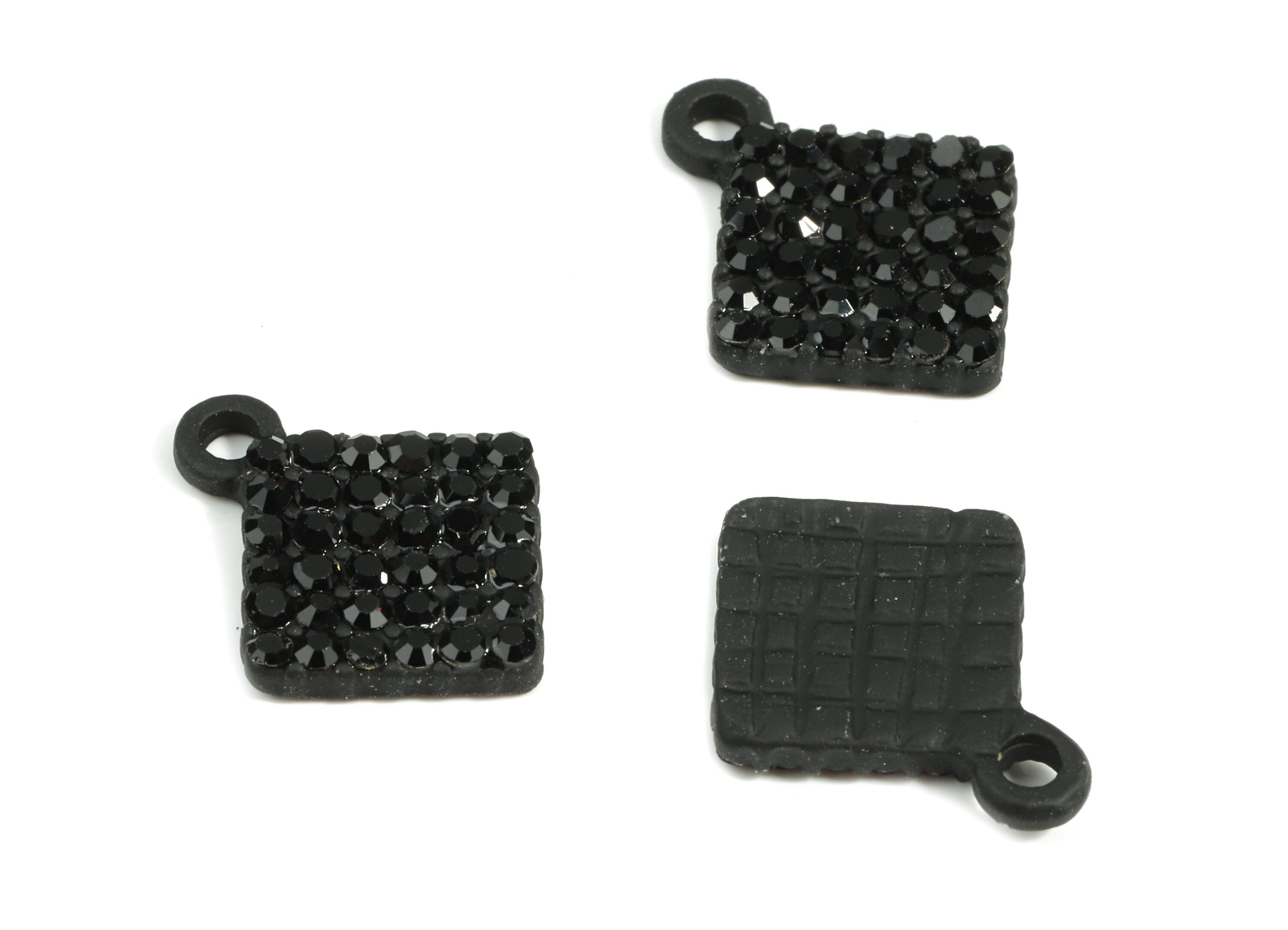 Alloy Square Earring Charms With Glasses - Zinc Alloy Square Pendant - Matte Black Tone Plated - Jewelry Supplies - 16.33x13.18x2mm - ZZ1634 - DOMEDBAZAAR