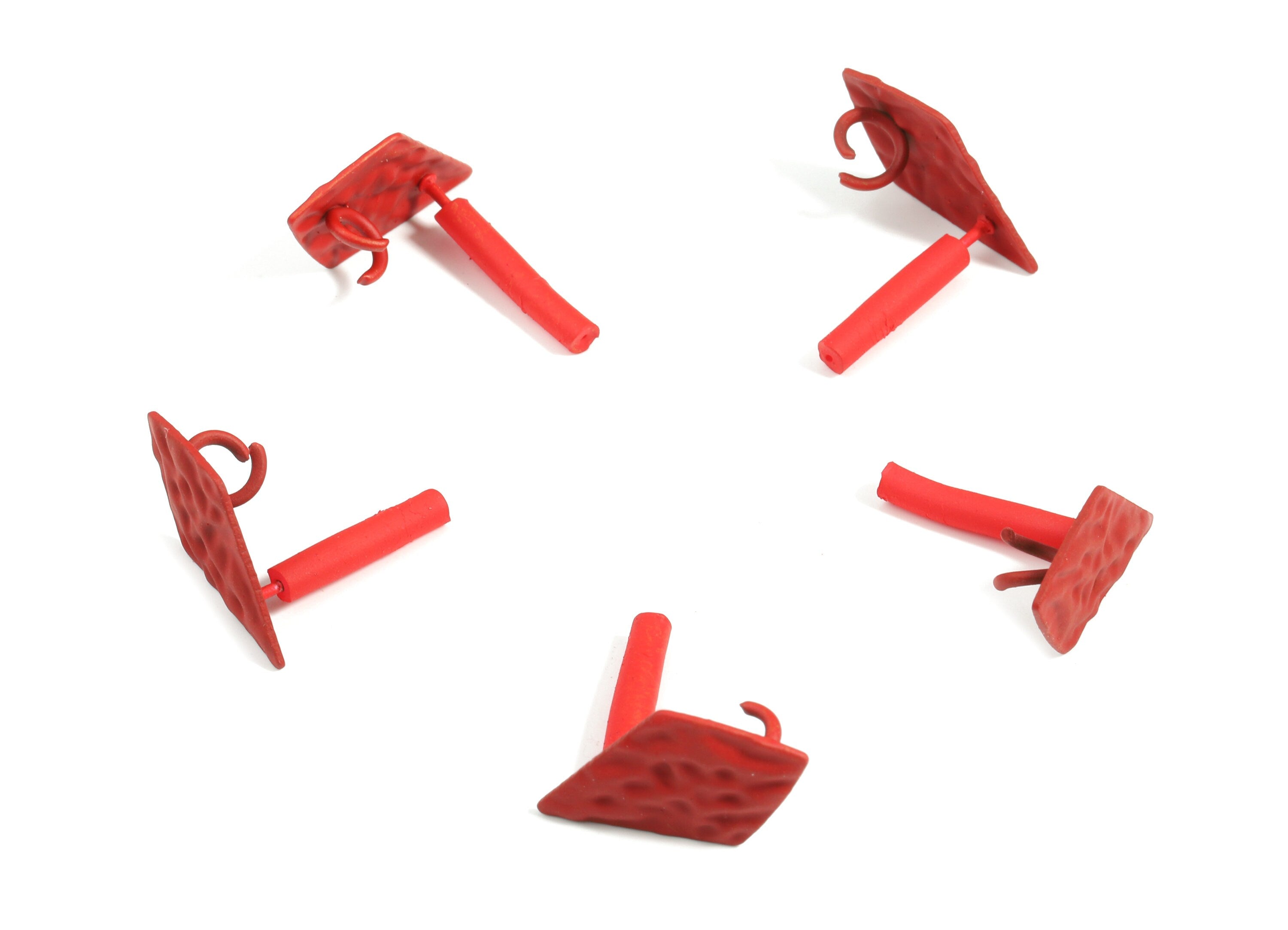 Alloy Rhombus Stud Earring With Loop - Zinc Alloy Rhombus Earring Post - Silver Stud - Matte Red Tone Plated - 18.14x11.34x0.98mm - ZZ1618 - DOMEDBAZAAR
