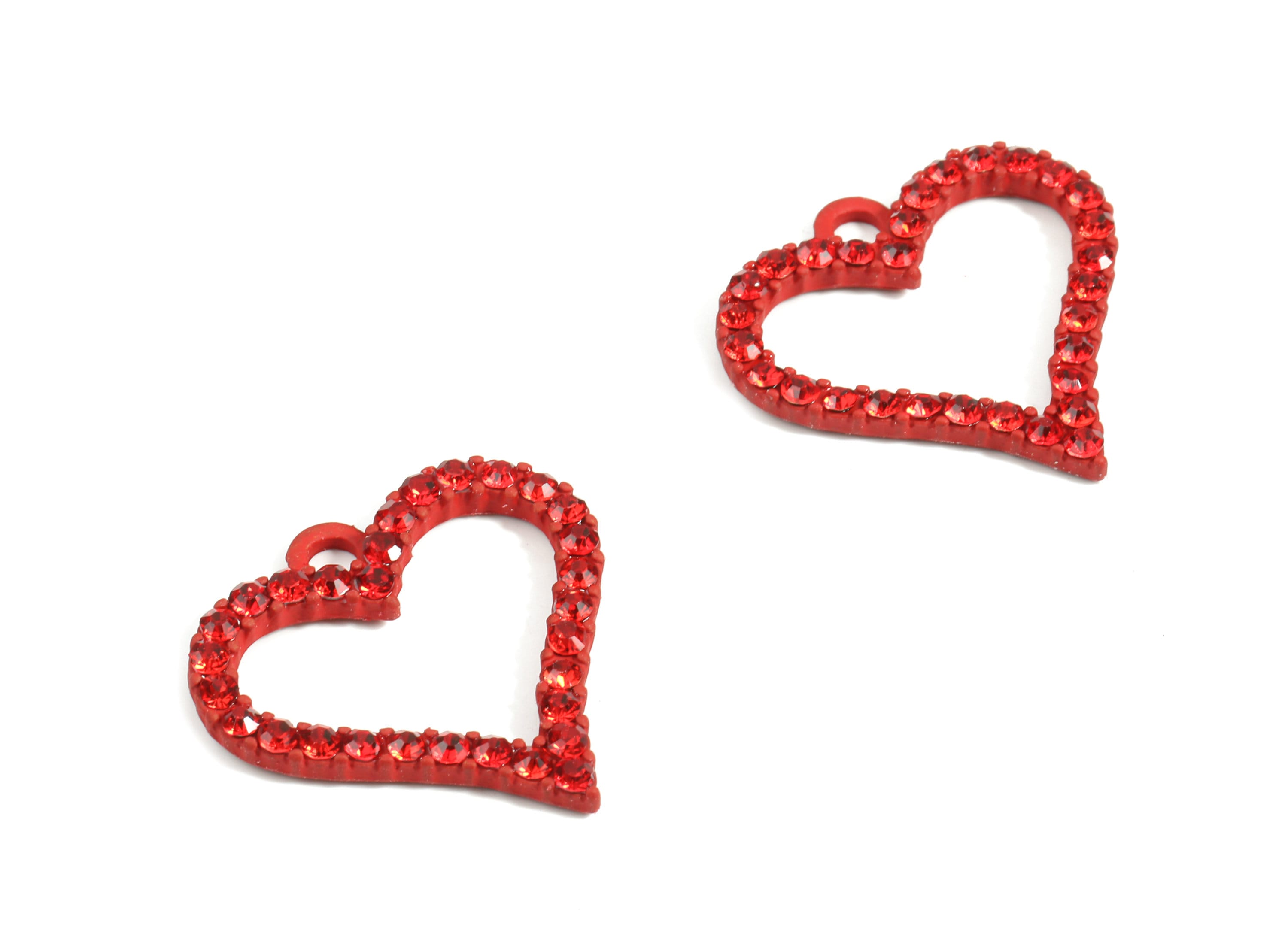 Alloy Heart Ring Earring Charms With Glasses - Zinc Alloy Heart Pendant - Matte Red Tone Plated - Jewelry Supplies - 22.29x22x2.7mm - ZZ1651 - DOMEDBAZAAR