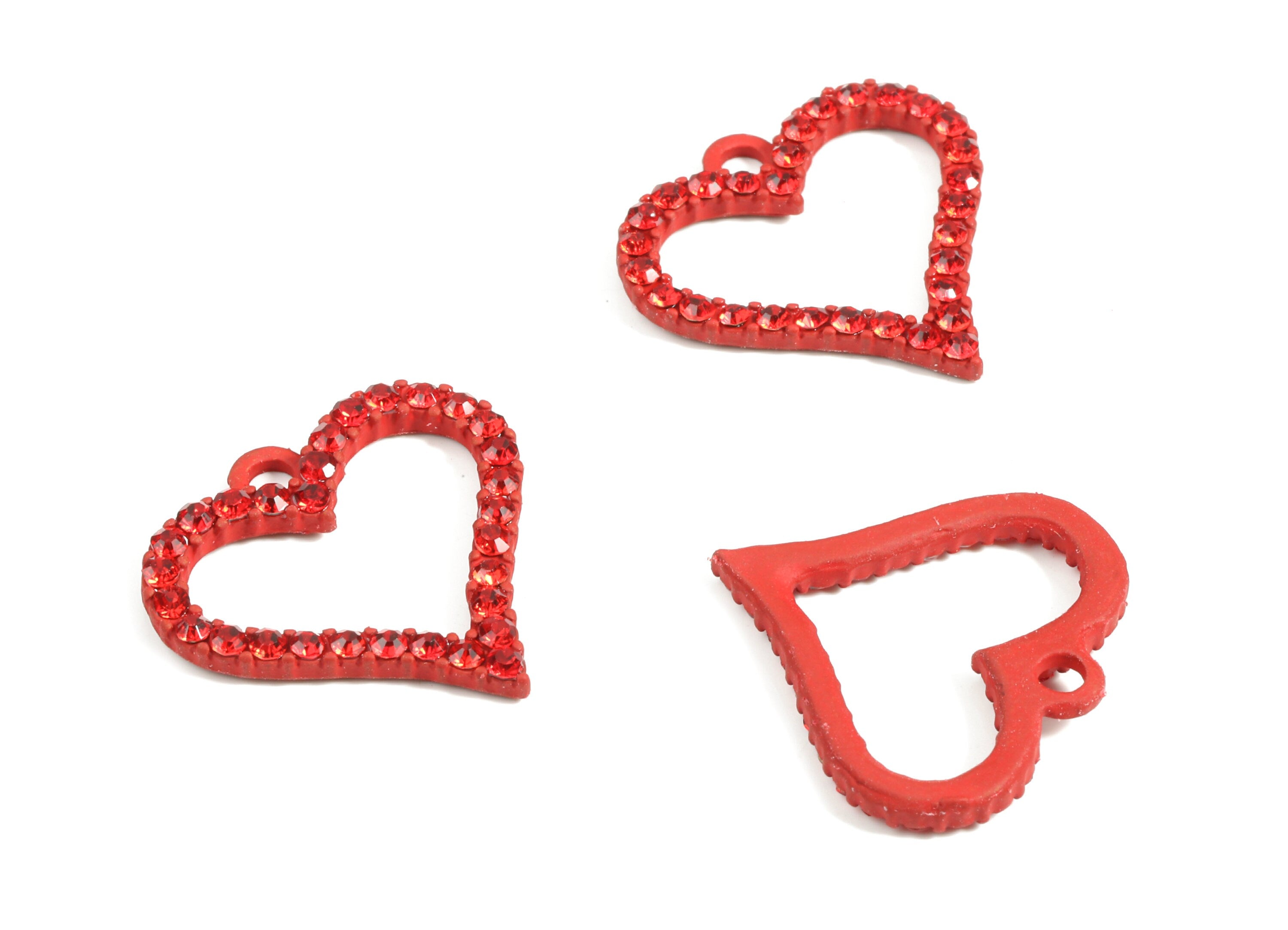 Alloy Heart Ring Earring Charms With Glasses - Zinc Alloy Heart Pendant - Matte Red Tone Plated - Jewelry Supplies - 22.29x22x2.7mm - ZZ1651 - DOMEDBAZAAR