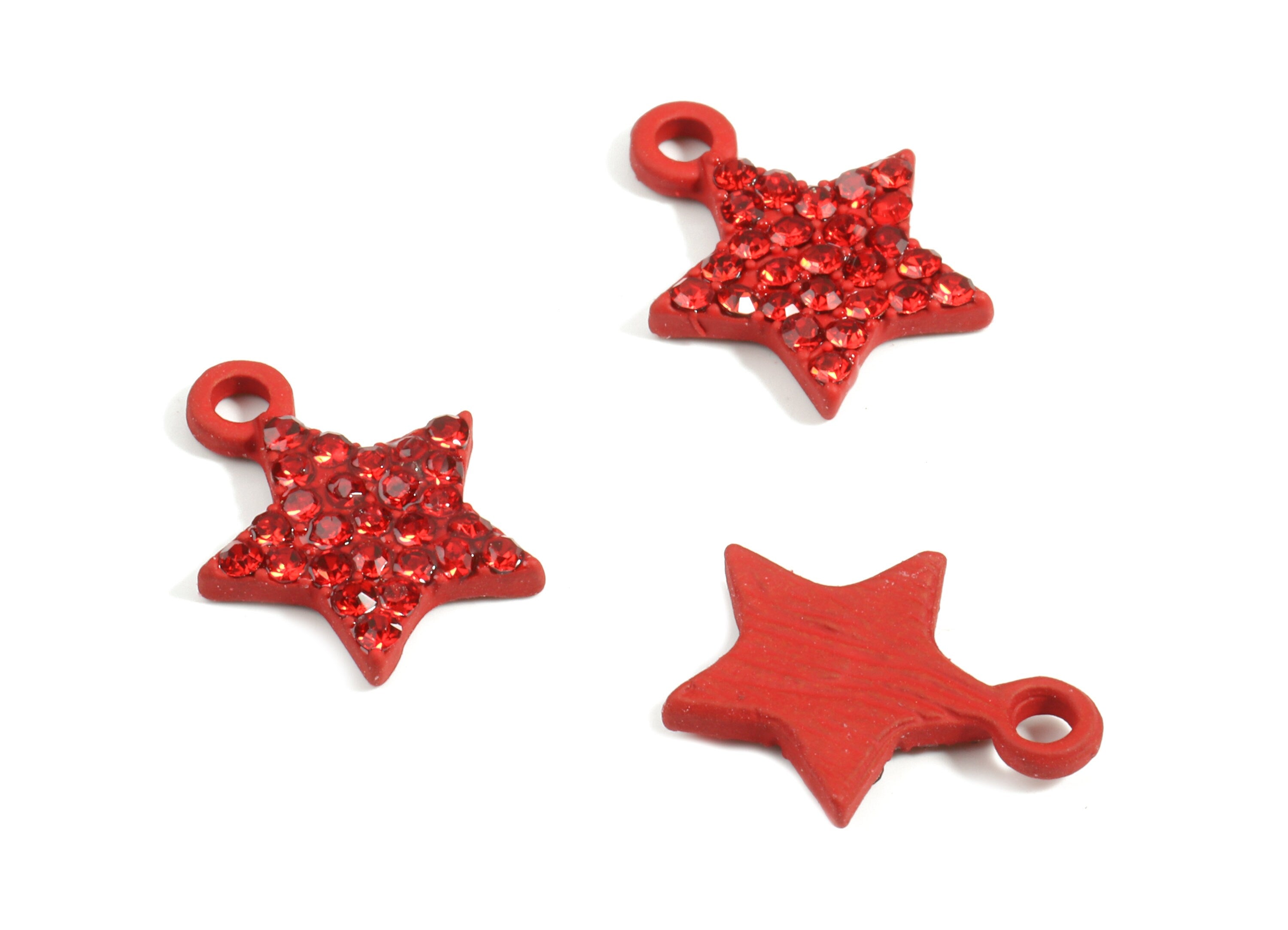 Alloy Star Earring Charms With Glasses - Zinc Alloy Star Pendant - Matte Red Tone Plated - Jewelry Supplies - 14.59x11.48x2.18mm - ZZ1637 - DOMEDBAZAAR