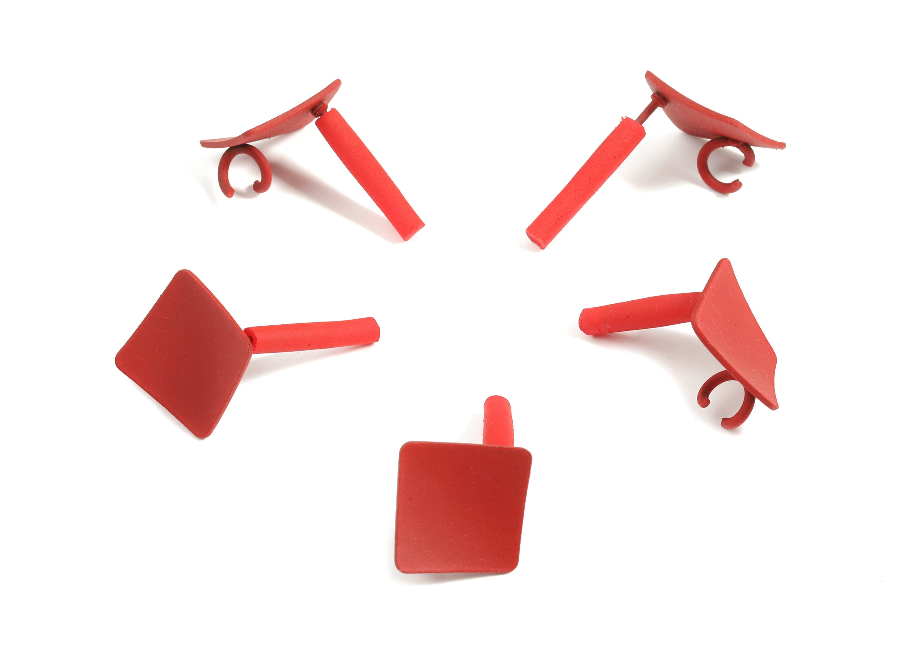 Alloy Square Stud Earring With Loop - Zinc Alloy Square Earring Post - Silver Stud - Matte Red Tone Plated - 11.48x11.48x0.82mm - ZZ1614 - DOMEDBAZAAR