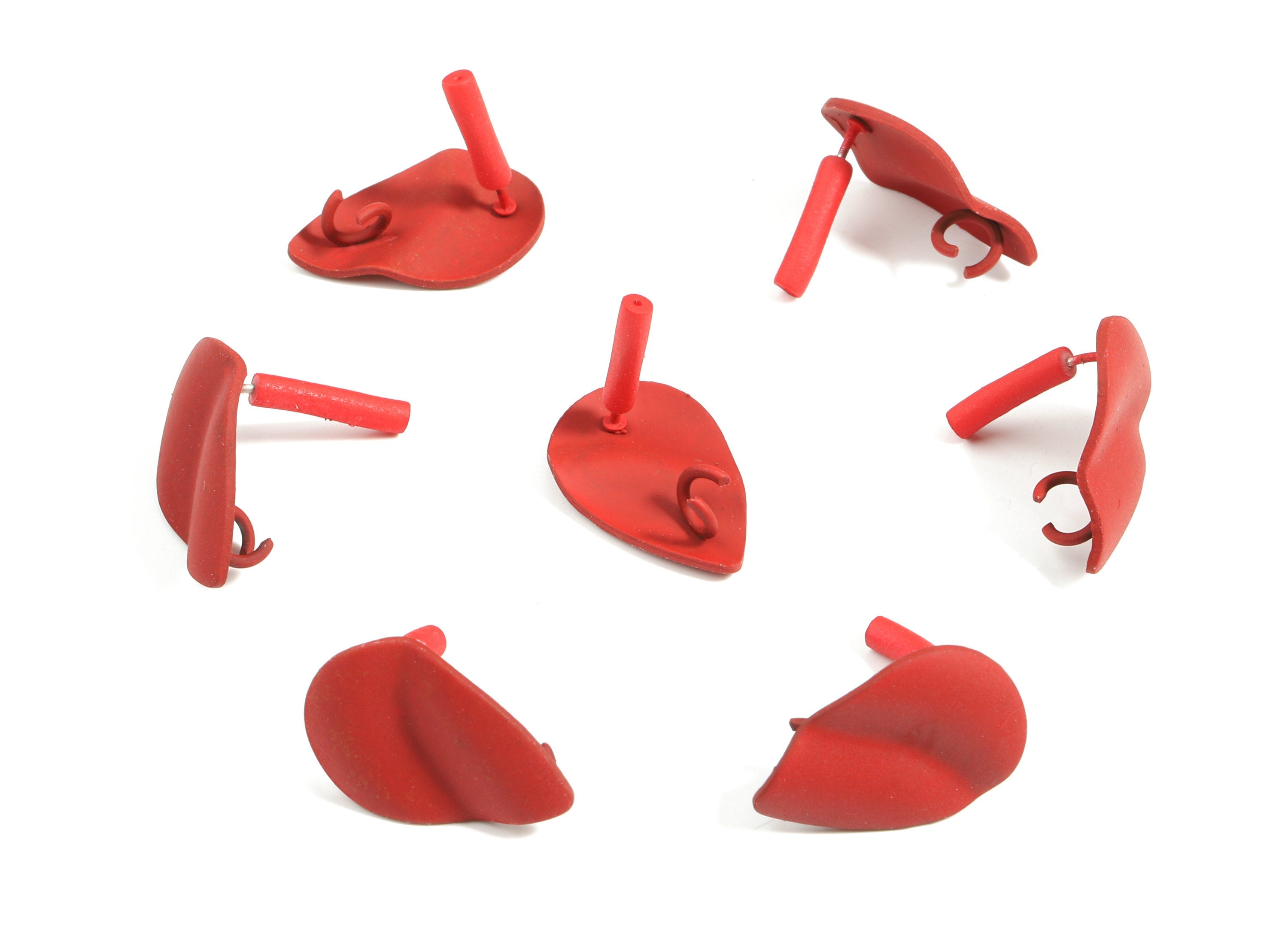 Alloy Drop Stud Earring With Loop - Zinc Alloy Drop Earring Post - Silver Stud - Matte Red Tone Plated - 19.68x13.13x1.27mm - ZZ1627 - DOMEDBAZAAR