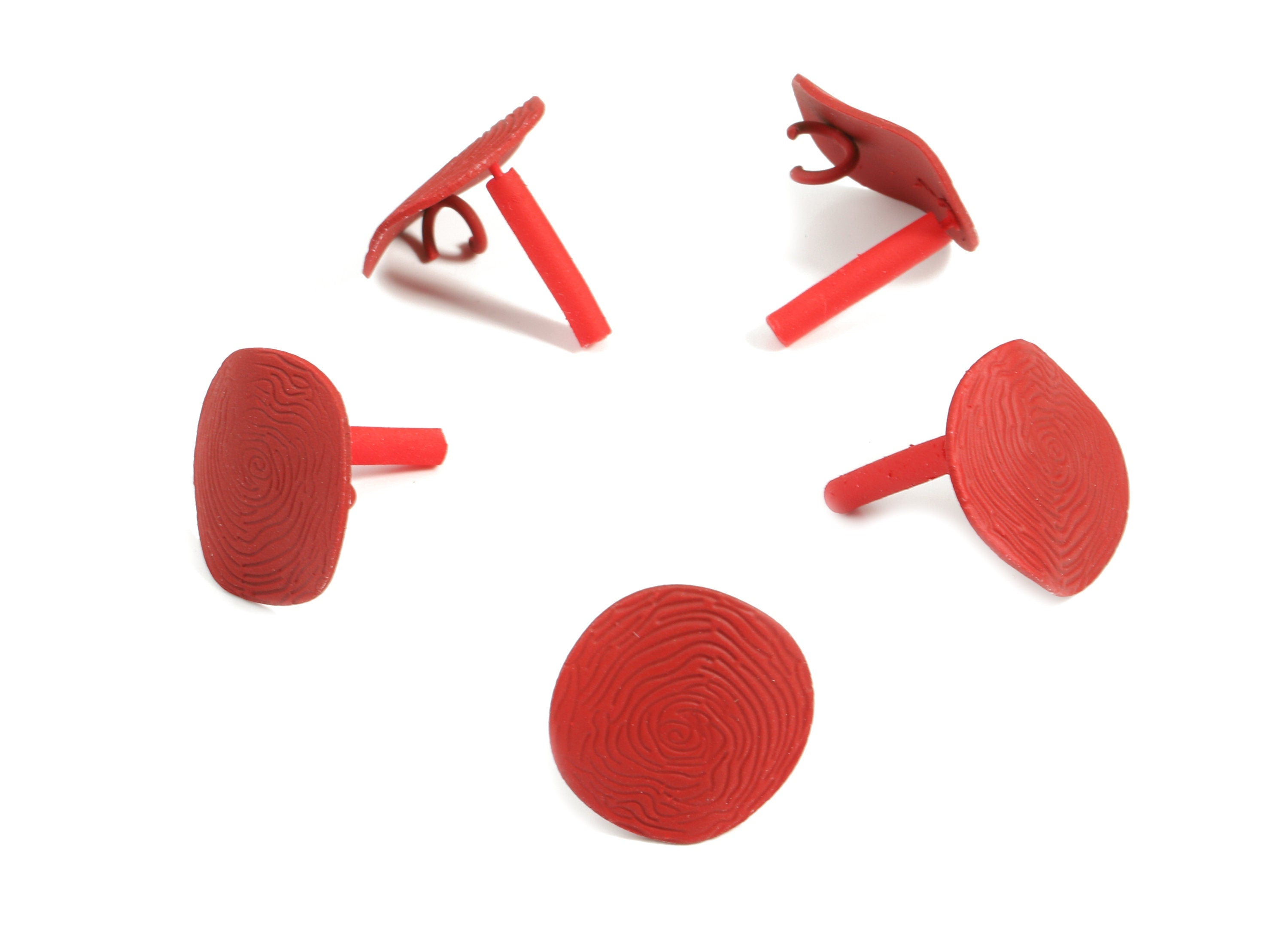 Alloy Round Stud Earring With Loop - Zinc Alloy Circle Earring Post - Silver Stud - Matte Red Tone Plated - 17.1x17.1x1mm - ZZ1623 - DOMEDBAZAAR