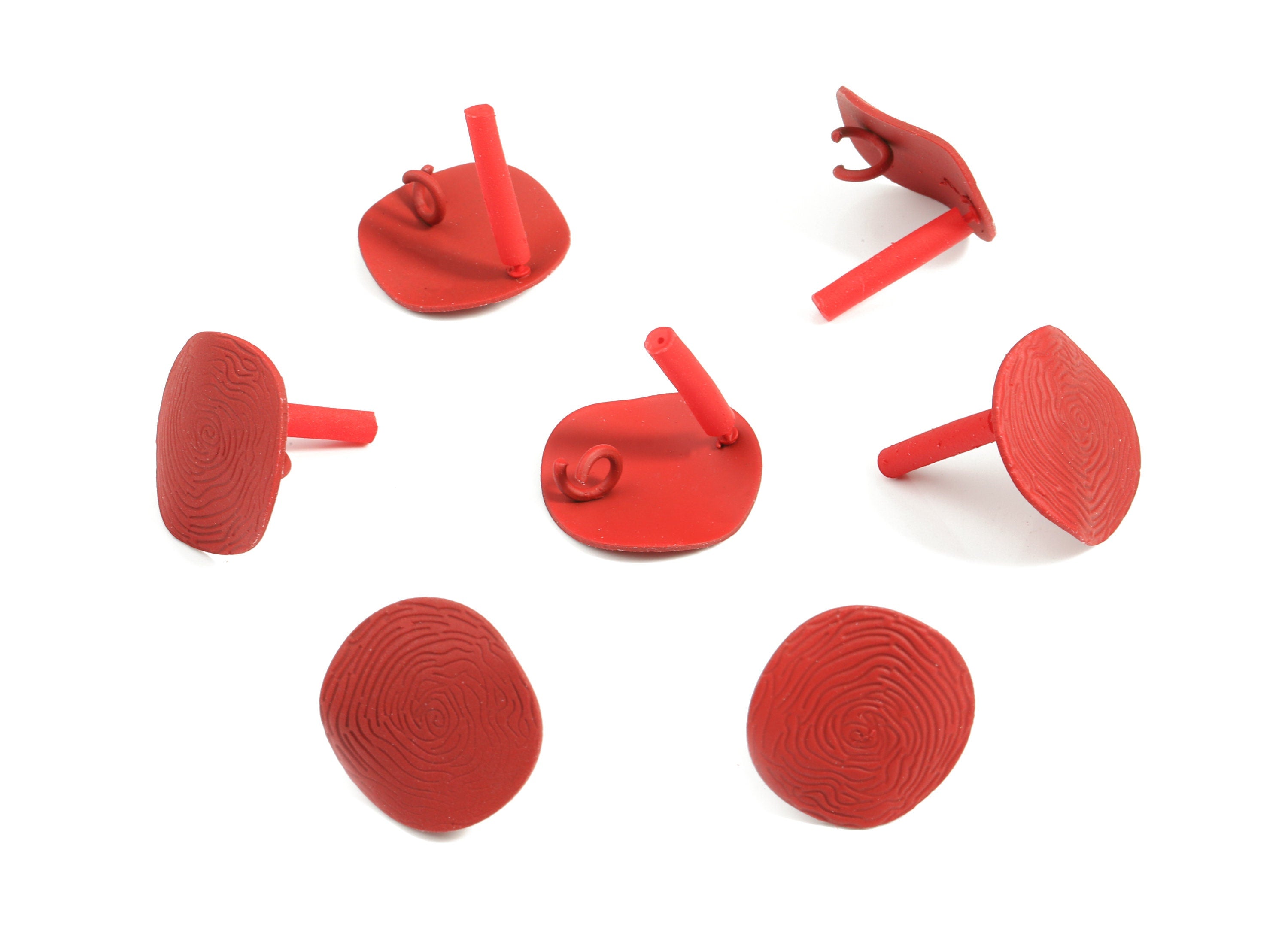 Alloy Round Stud Earring With Loop - Zinc Alloy Circle Earring Post - Silver Stud - Matte Red Tone Plated - 17.1x17.1x1mm - ZZ1623 - DOMEDBAZAAR