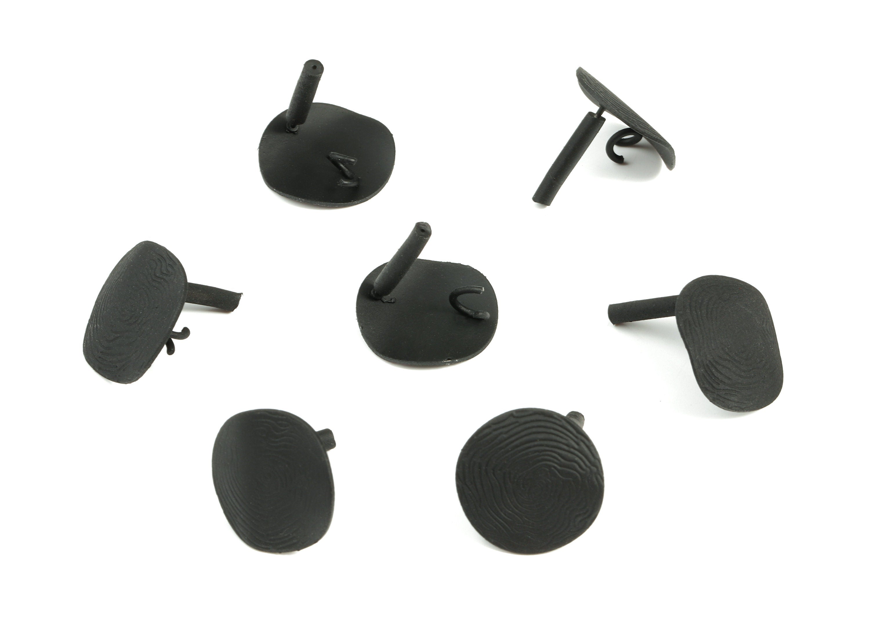 Alloy Round Stud Earring With Loop - Zinc Alloy Circle Earring Post - Silver Stud - Matte Black Tone Plated - 17.1x17.1x1mm - ZZ1624 - DOMEDBAZAAR