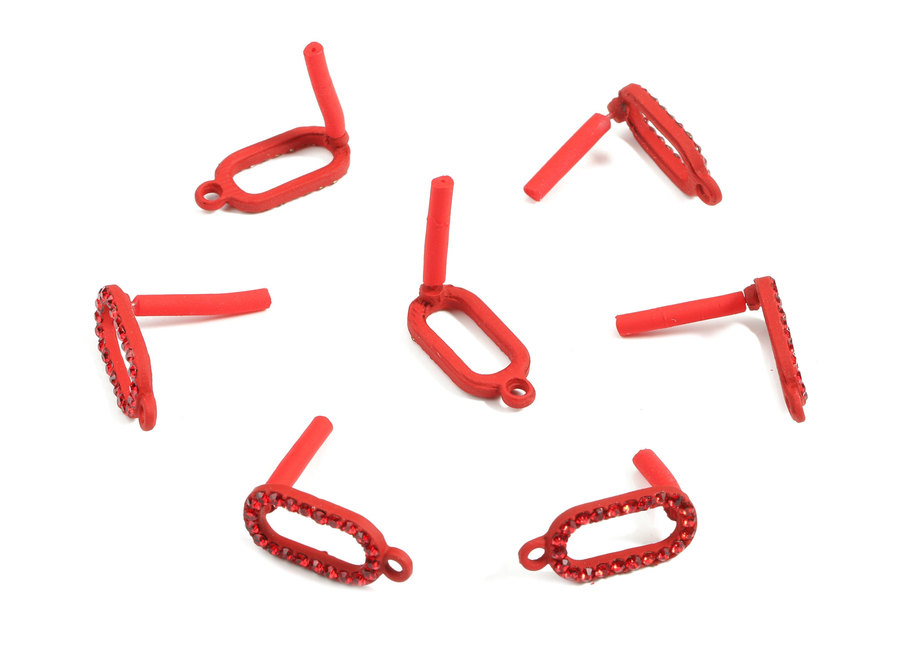 Alloy Oval Ring Stud Earring With Glasses - Zinc Alloy Oval Earring Post With Loop - Matte Red Tone Plated - 19.57x9.07x2.48mm - ZZ1643 - DOMEDBAZAAR