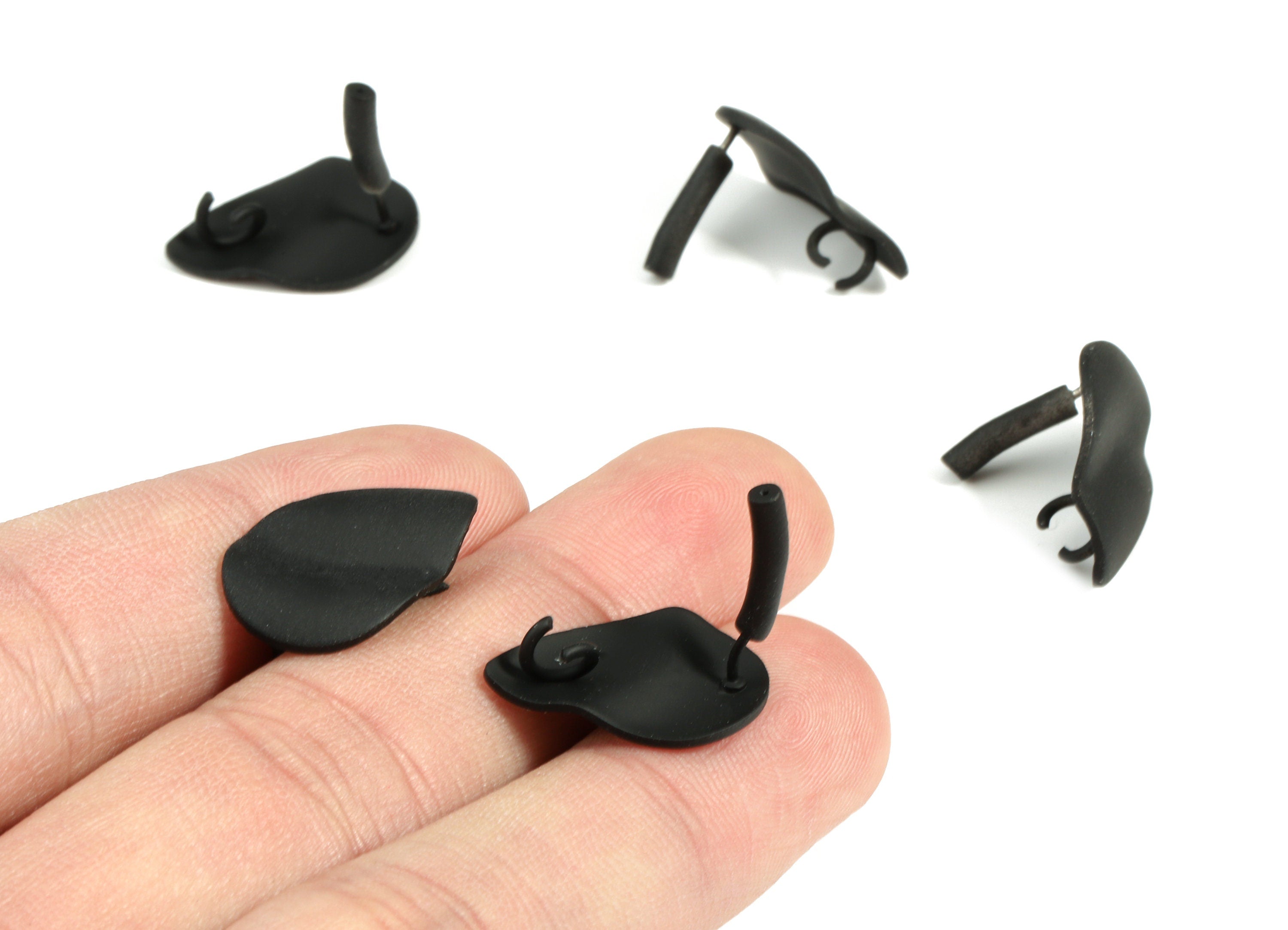 Alloy Drop Stud Earring With Loop - Zinc Alloy Drop Earring Post - Silver Stud - Matte Black Tone Plated - 19.68x13.13x1.27mm - ZZ1628 - DOMEDBAZAAR