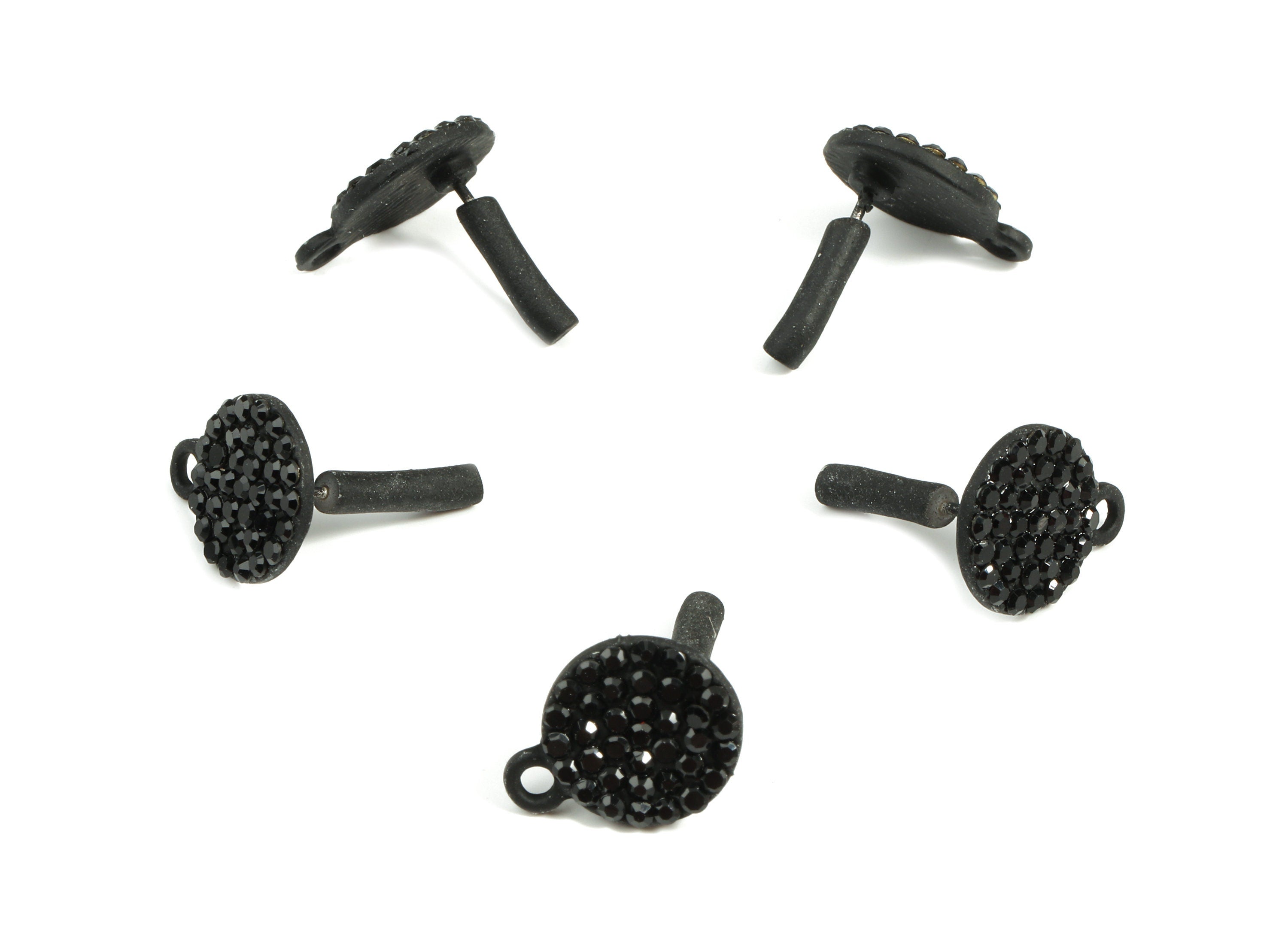 Alloy Round Stud Earring With Glasses - Zinc Alloy Circle Earring Post With Loop - Matte Black Tone Plated - 15.1x11.62x1.82mm - ZZ1642 - DOMEDBAZAAR