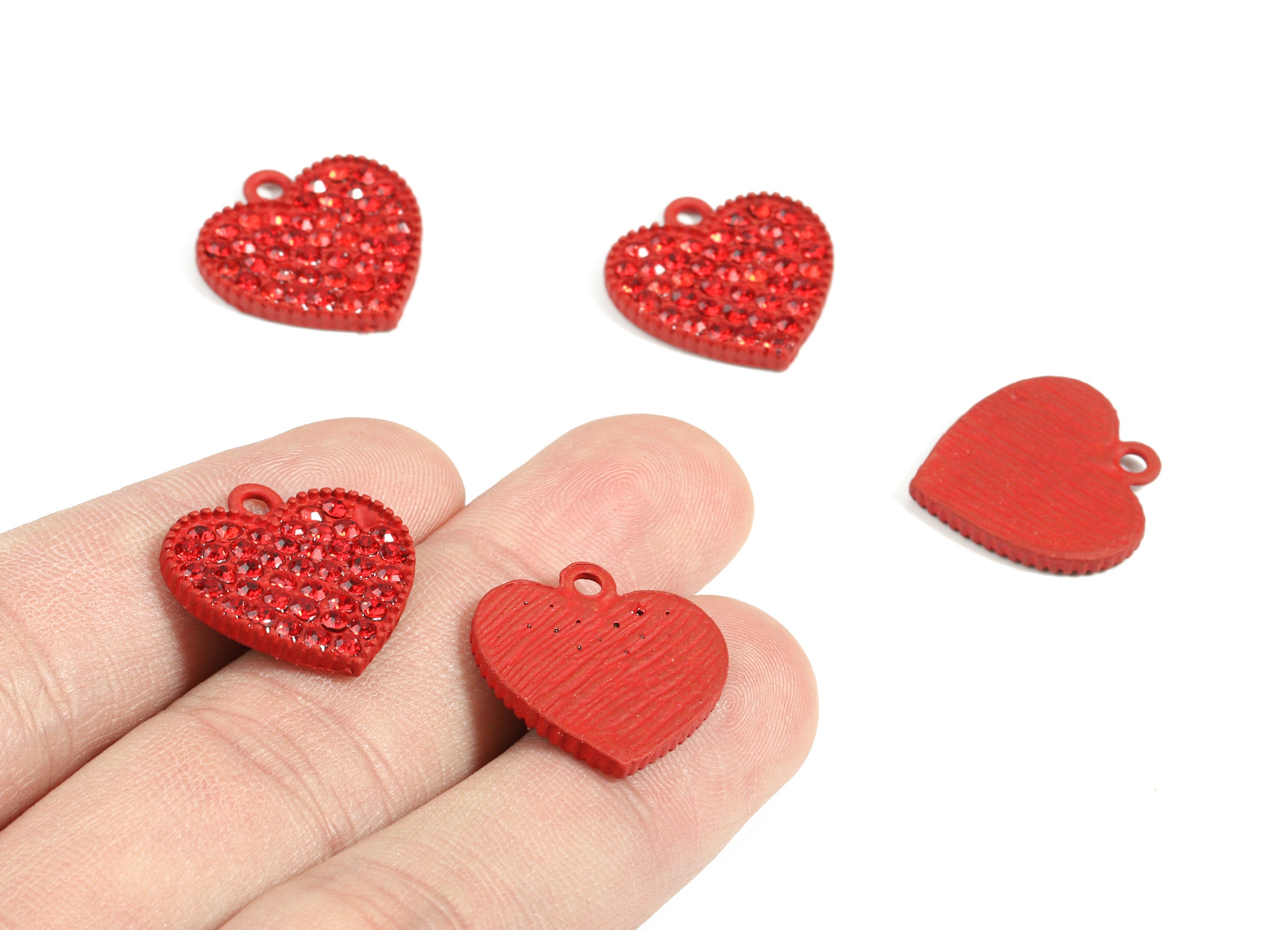Alloy Heart Earring Charms With Glasses - Zinc Alloy Heart Pendant - Matte Red Tone Plated - Jewelry Supplies - 20.01x19.06x2.2mm - ZZ1635 - DOMEDBAZAAR