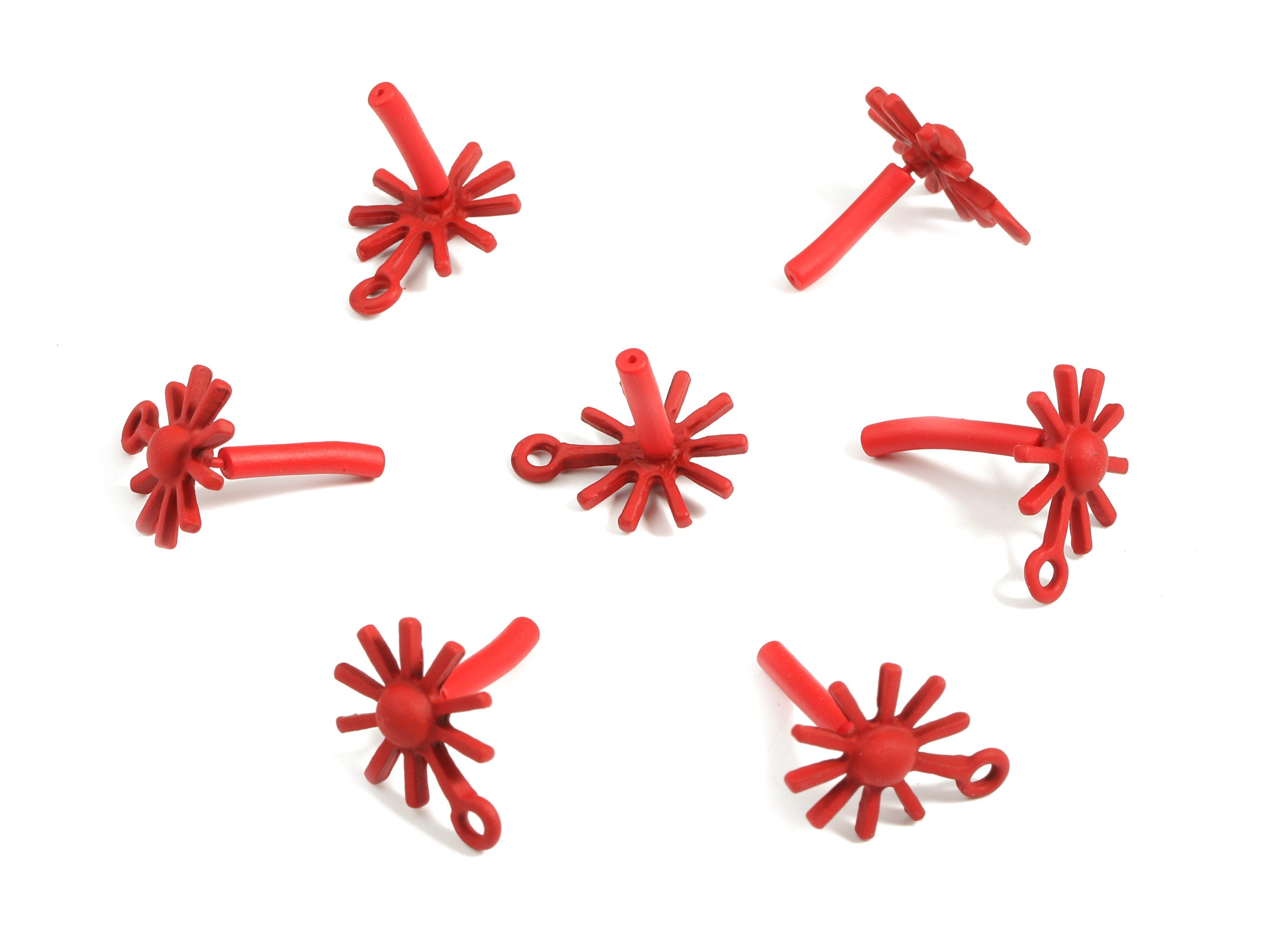 Alloy Star Stud Earring With Loop - Zinc Alloy Sun Earring Post - Surgical Stud - Matte Red Tone Plated - 18.45x13.47x1.74mm - ZZ1685 - DOMEDBAZAAR