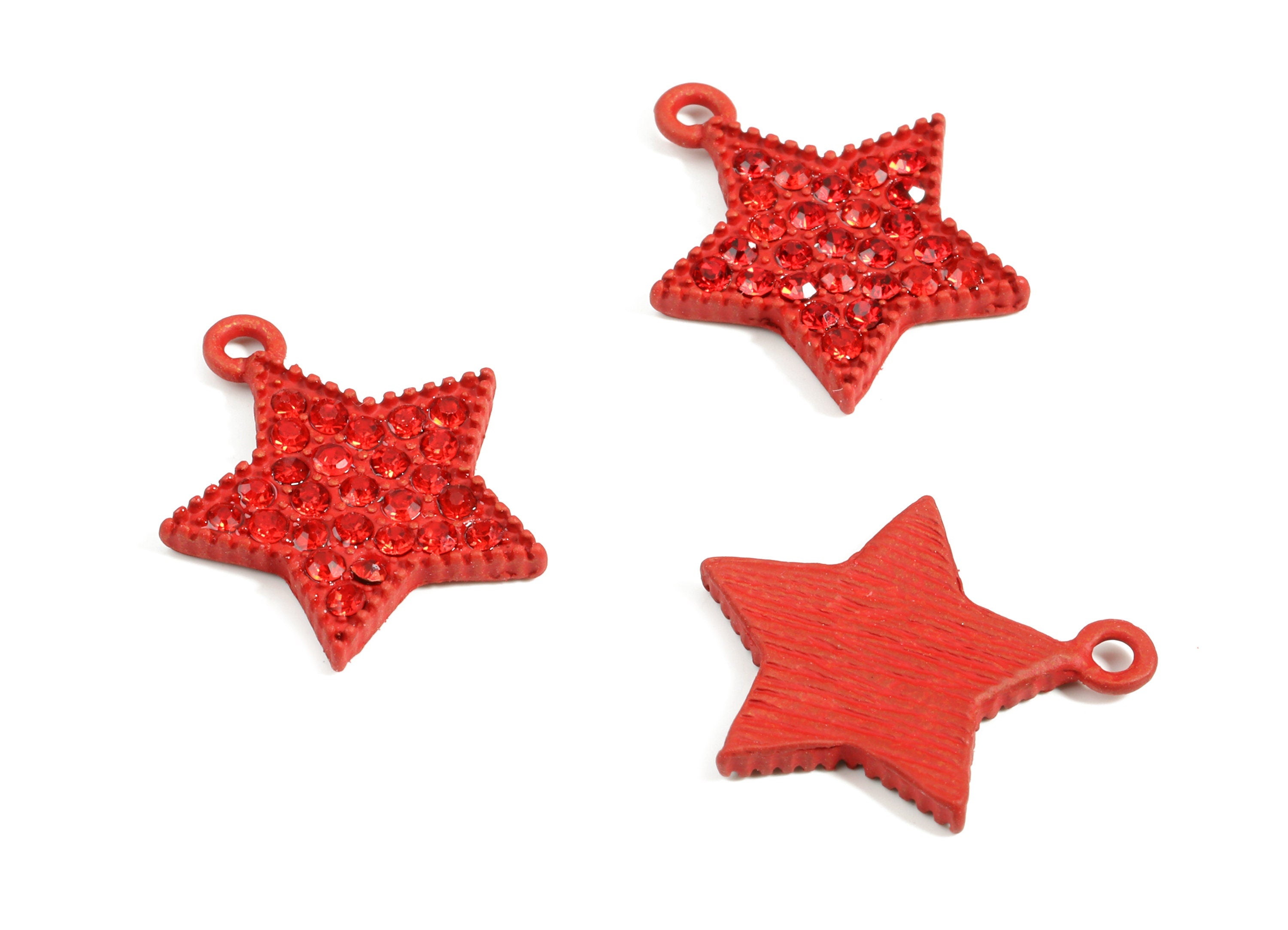 Alloy Star Earring Charms With Glasses - Zinc Alloy Star Pendant - Matte Red Tone Plated - Jewelry Supplies - 22.02x18.34x2.41mm - ZZ1639 - DOMEDBAZAAR
