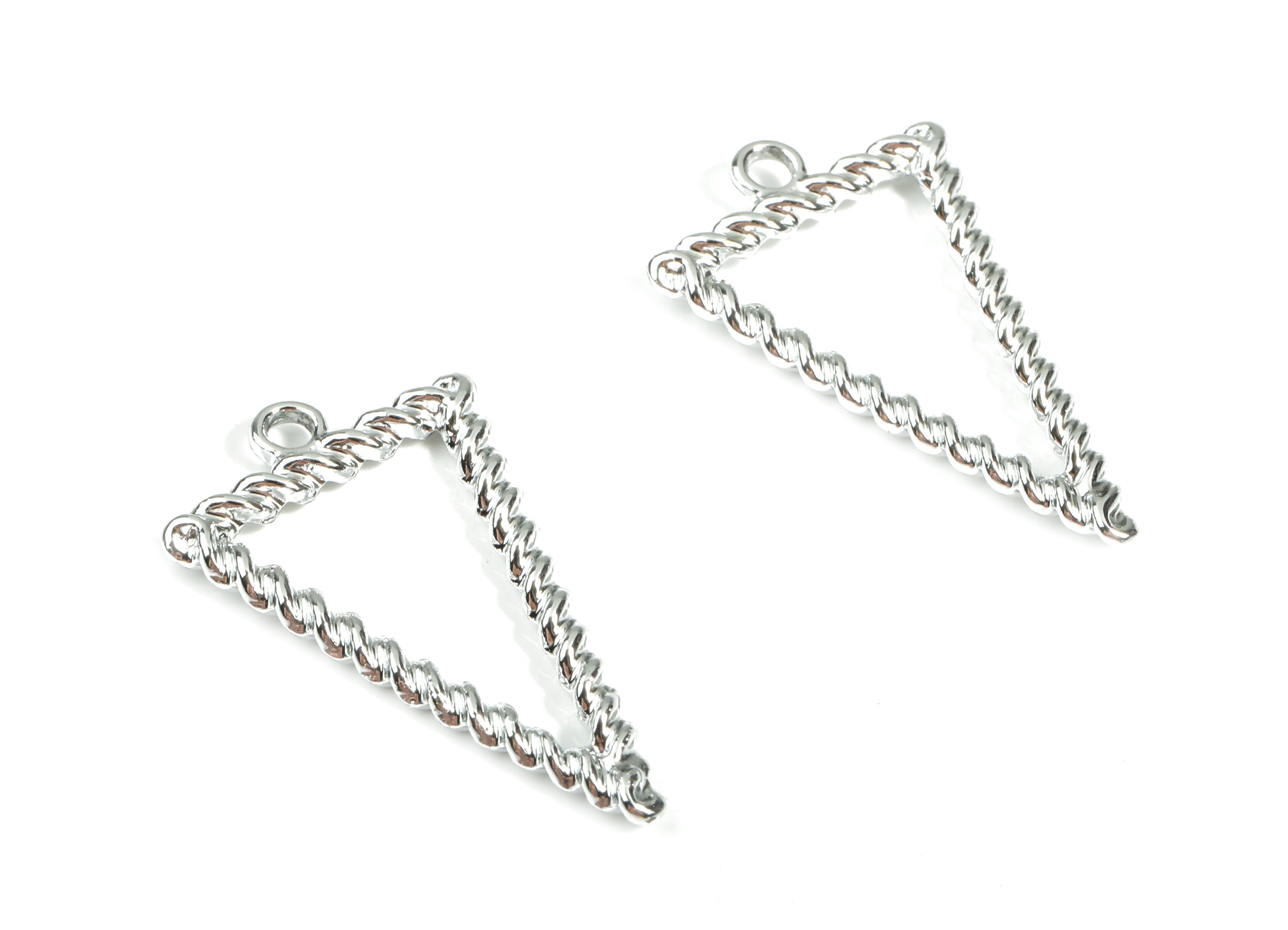 Alloy Triangle Earring Charms - Zinc Alloy Screw Triangle Pendant - Silver Tone Plated - Jewelry Supplies - 32.21x20.74x2.66mm - ZZ1671 - DOMEDBAZAAR