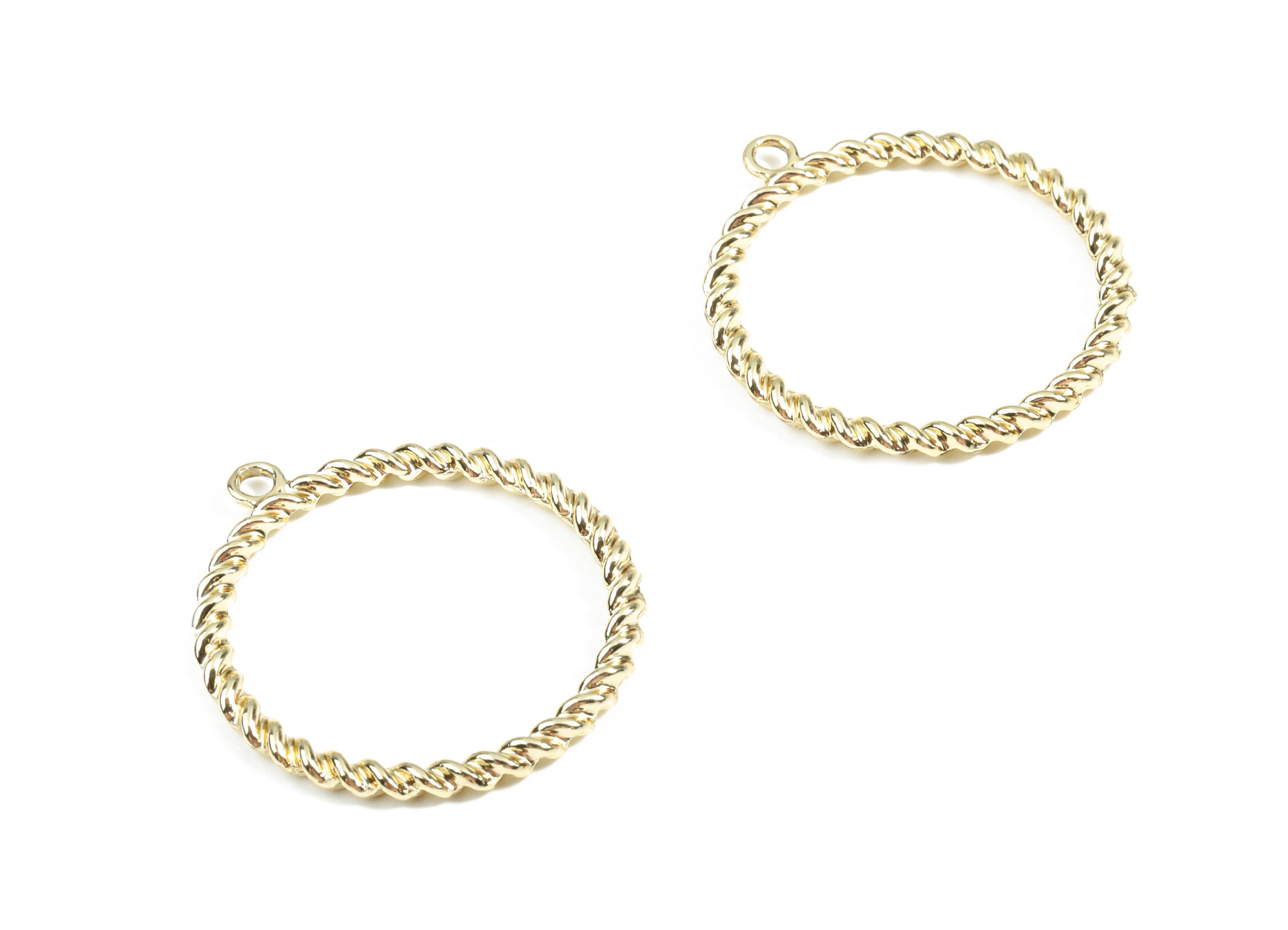 Alloy Circle Ring Earring Charms - Zinc Alloy Screw Hoop Pendant - Gold Tone Plated - Jewelry Supplies - 35.39x32.03x2.78mm - ZZ1655 - DOMEDBAZAAR