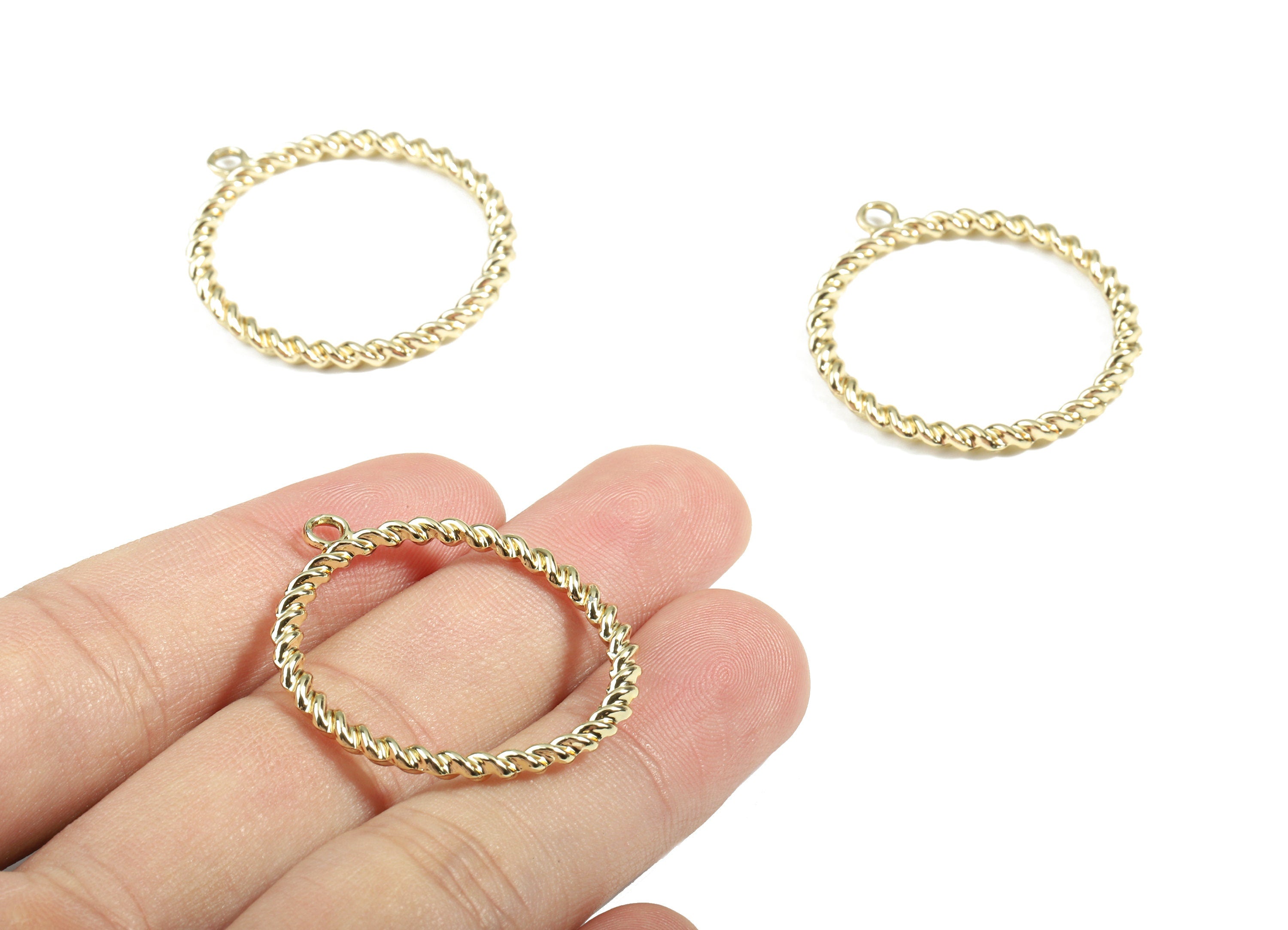 Alloy Circle Ring Earring Charms - Zinc Alloy Screw Hoop Pendant - Gold Tone Plated - Jewelry Supplies - 35.39x32.03x2.78mm - ZZ1655 - DOMEDBAZAAR