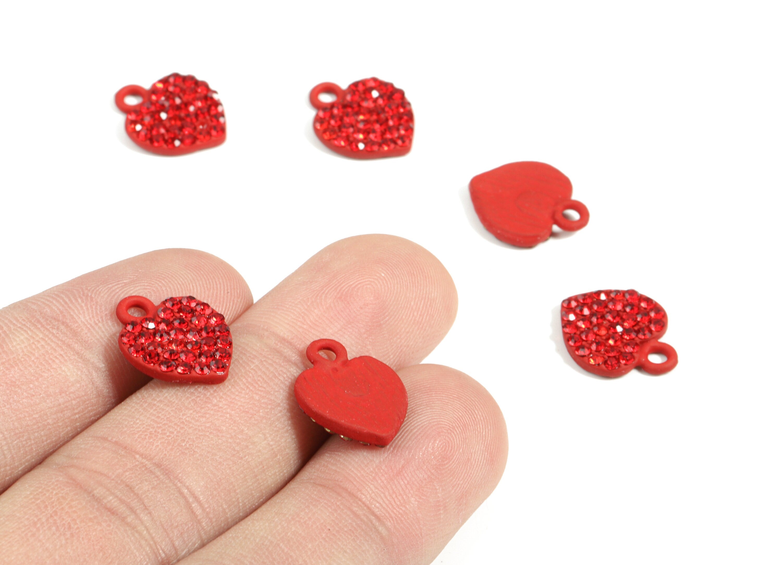 Alloy Heart Earring Charms With Glasses - Zinc Alloy Heart Pendant - Matte Red Tone Plated - Jewelry Supplies - 14.75x11.67x2.3mm - ZZ1647 - DOMEDBAZAAR