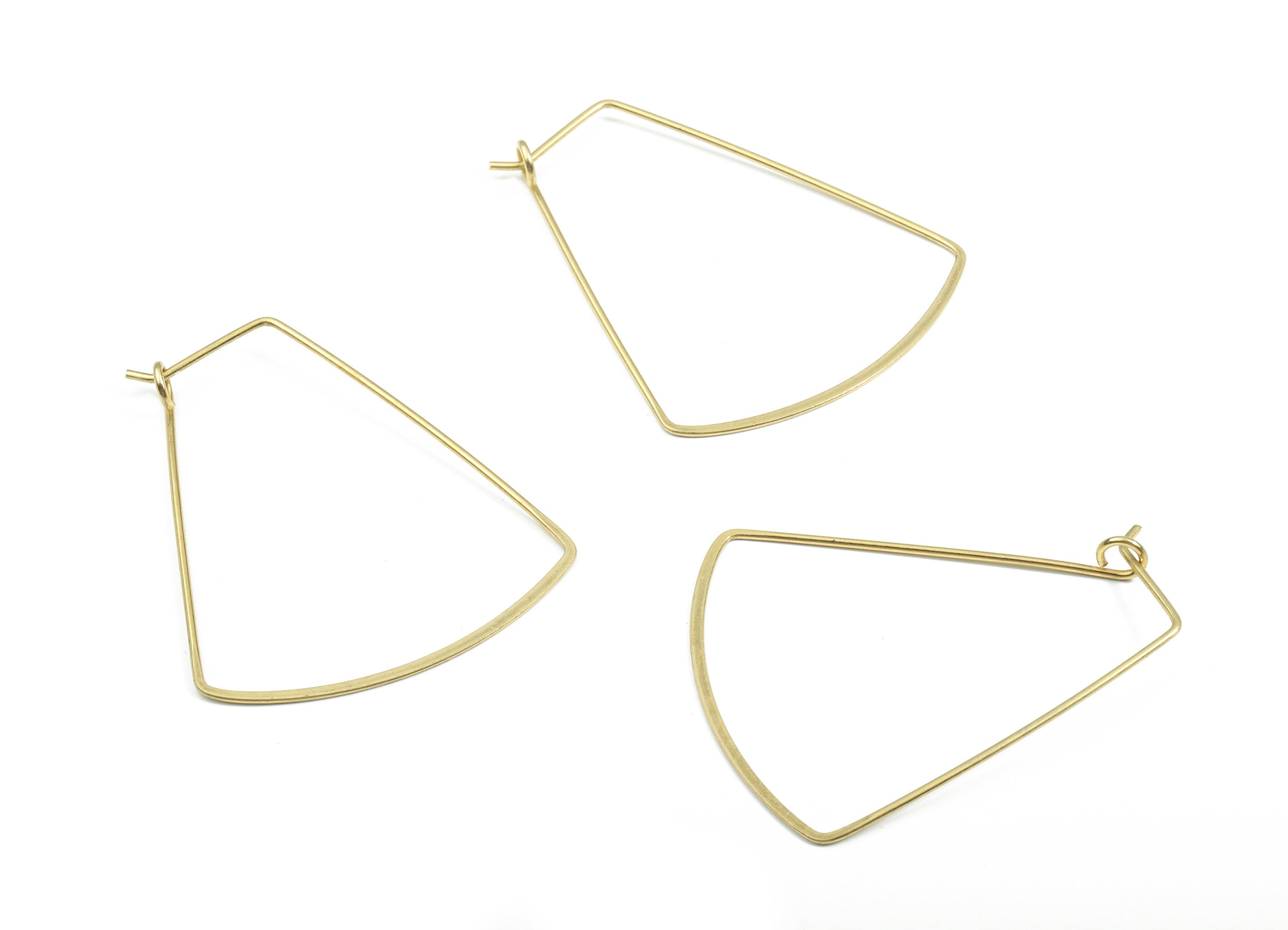 Brass Hammered Geometric Earring Wire - Raw Brass Geometric Ear Wire - Earring Findings - Jewelry Supplies - 39.13x33.84x0.78mm - PP3535 - DOMEDBAZAAR