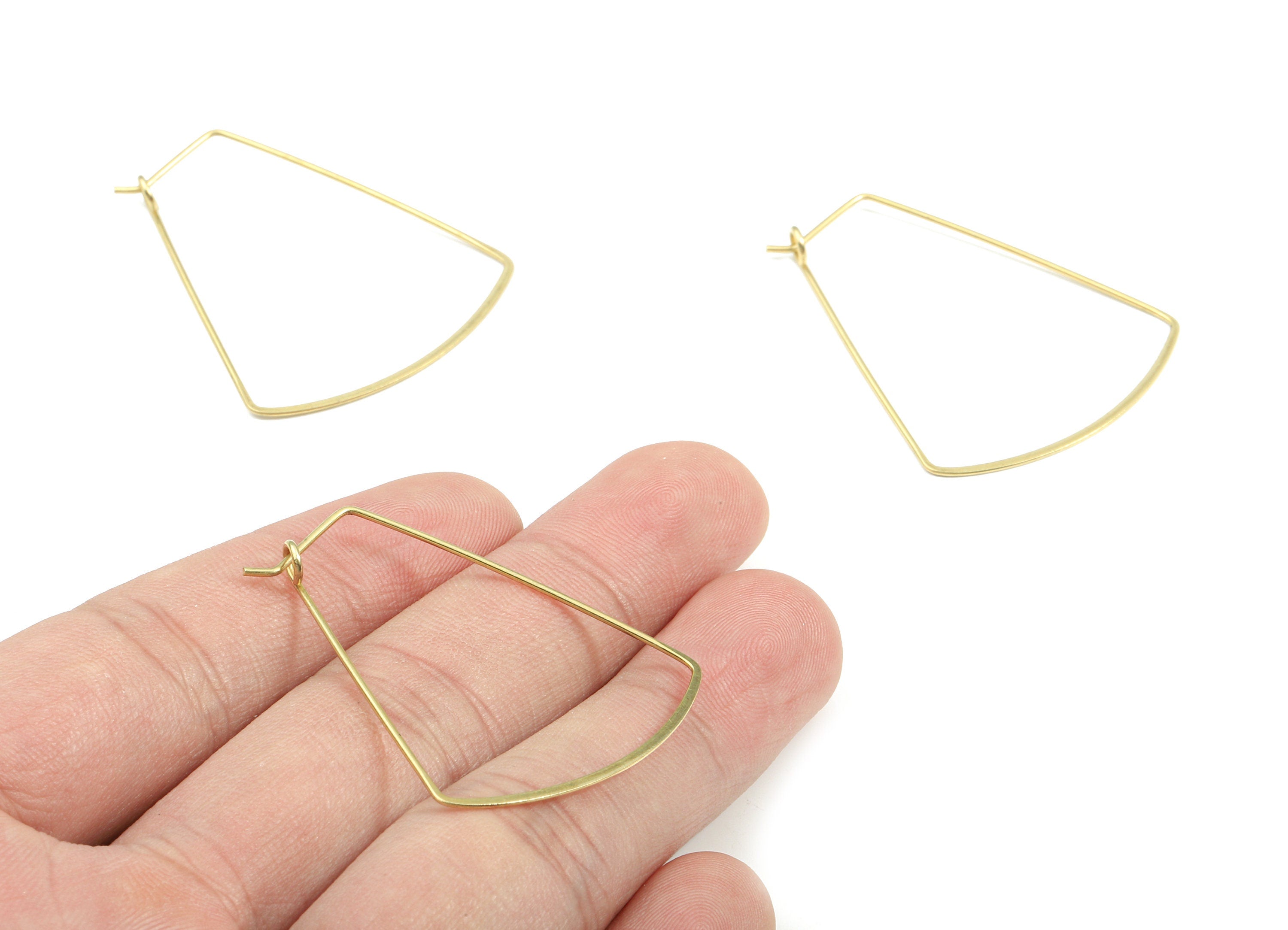 Brass Hammered Geometric Earring Wire - Raw Brass Geometric Ear Wire - Earring Findings - Jewelry Supplies - 39.13x33.84x0.78mm - PP3535 - DOMEDBAZAAR