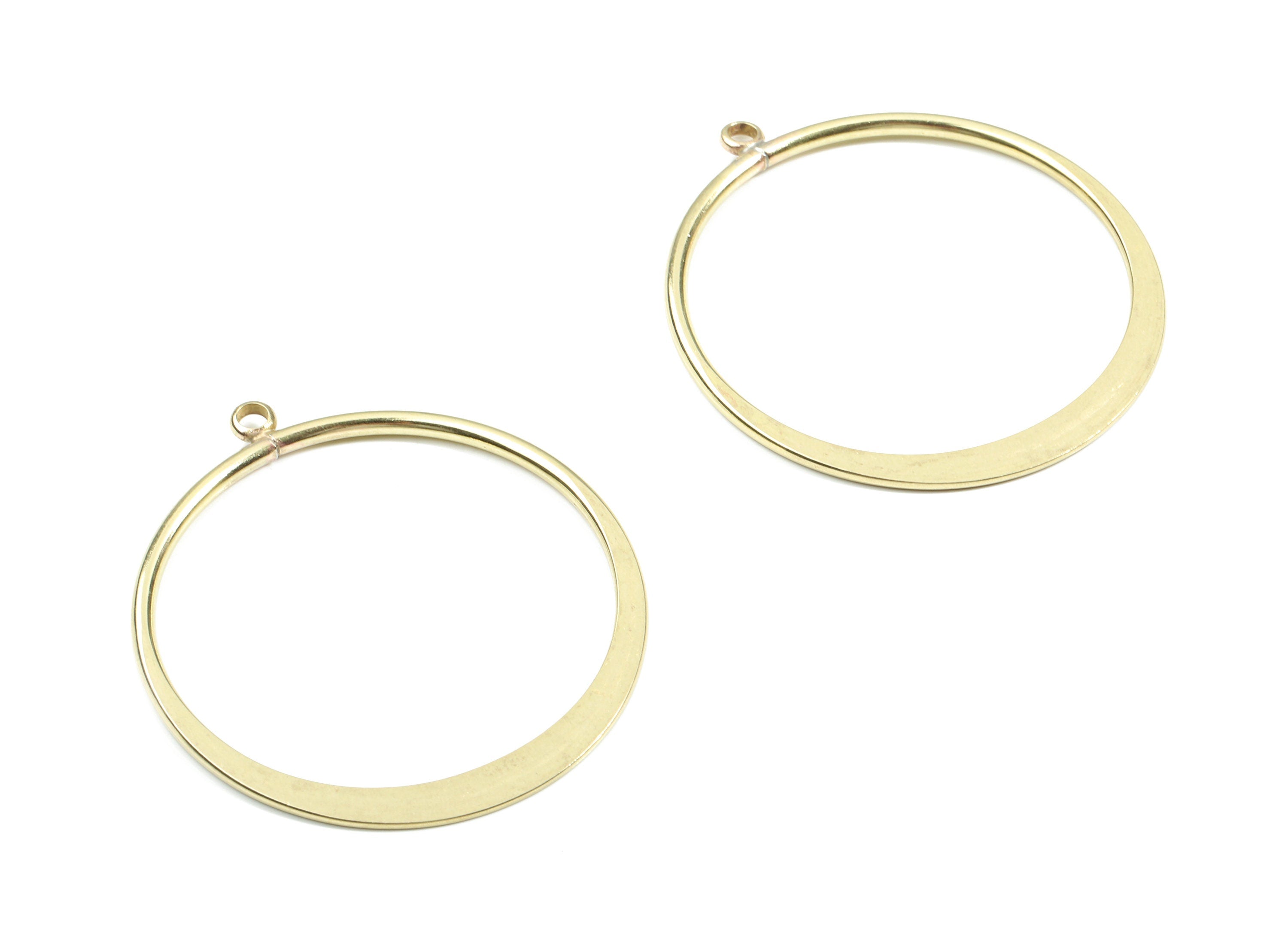 Brass Hammered Hoop Earring - Raw Brass Circle Pendant - Earring Findings - Jewelry Supplies - 44.62x40.2x2mm - PP3539 - DOMEDBAZAAR