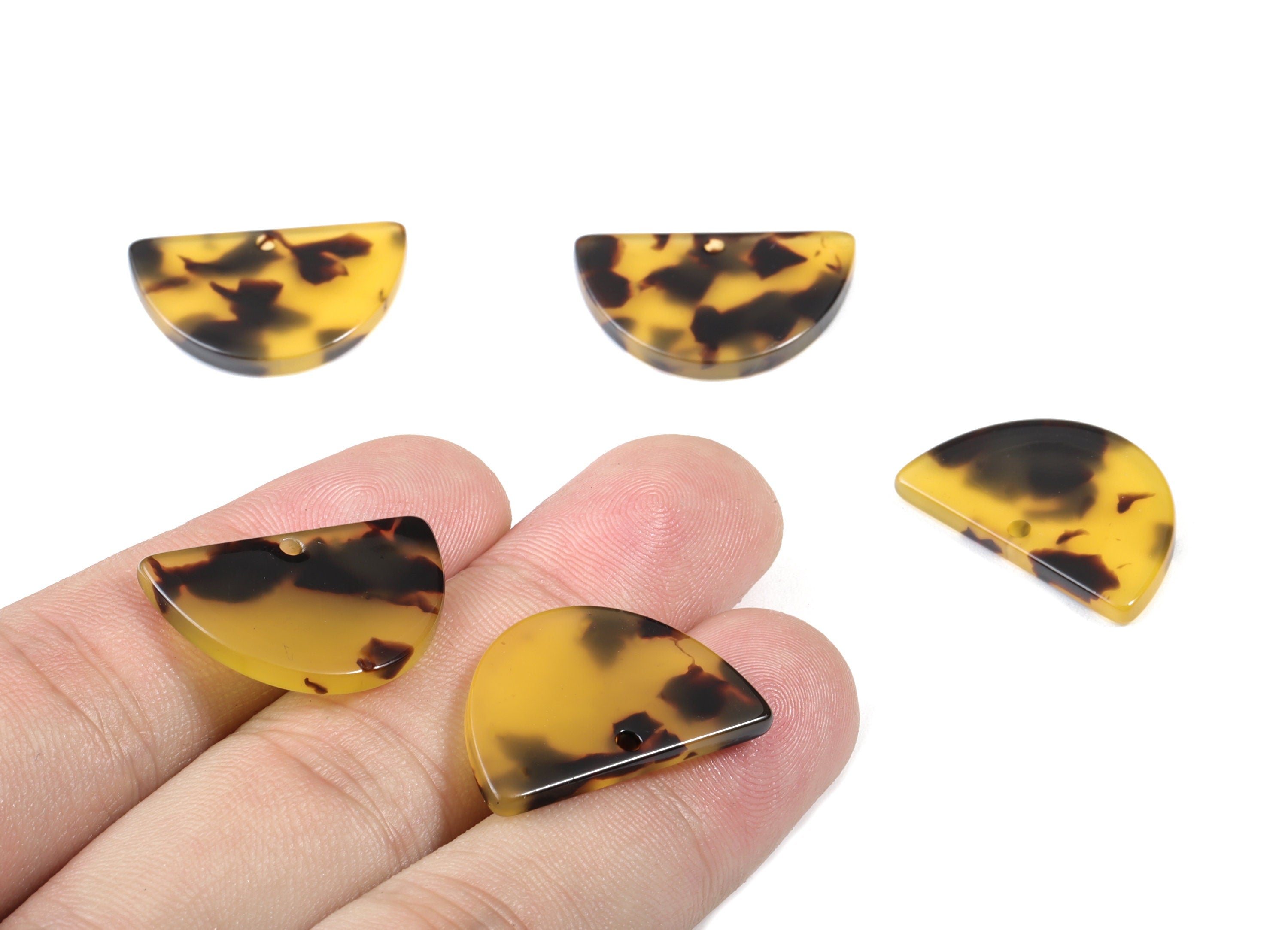 Acetate D Charms - Tortoise Shell Earrings - Domed Pendant - Jewelry Making Supplies - Color Code: A02 - 17x25x2.5mm - AC1058D - DOMEDBAZAAR