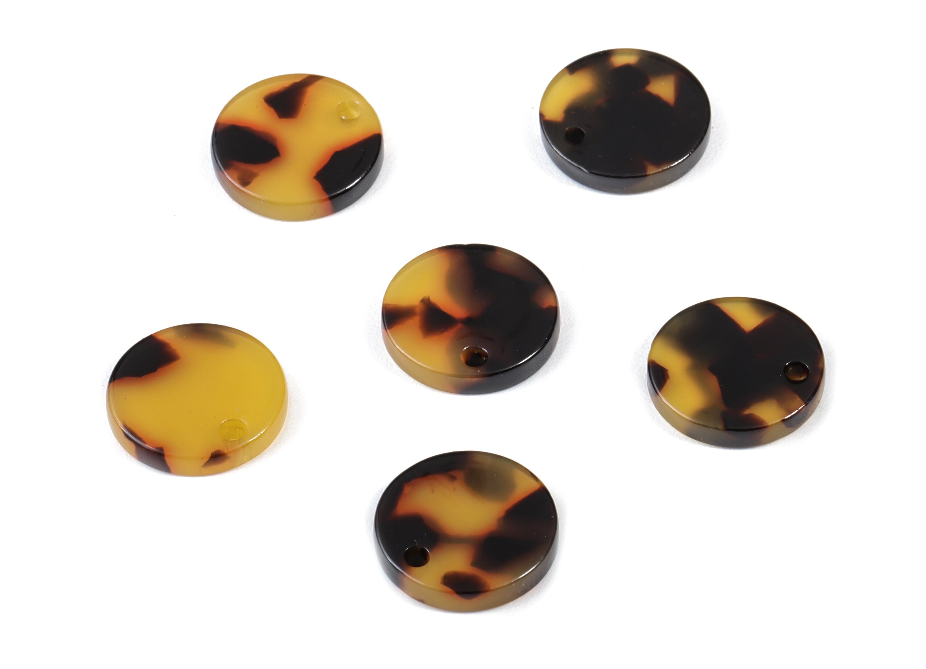 Acetate Coin & Round Charms - Tortoise Shell Earrings - Coin Pendant - Jewelry Supplies - Color Code: A02 - 14.5x2.5mm - AC1064A - DOMEDBAZAAR