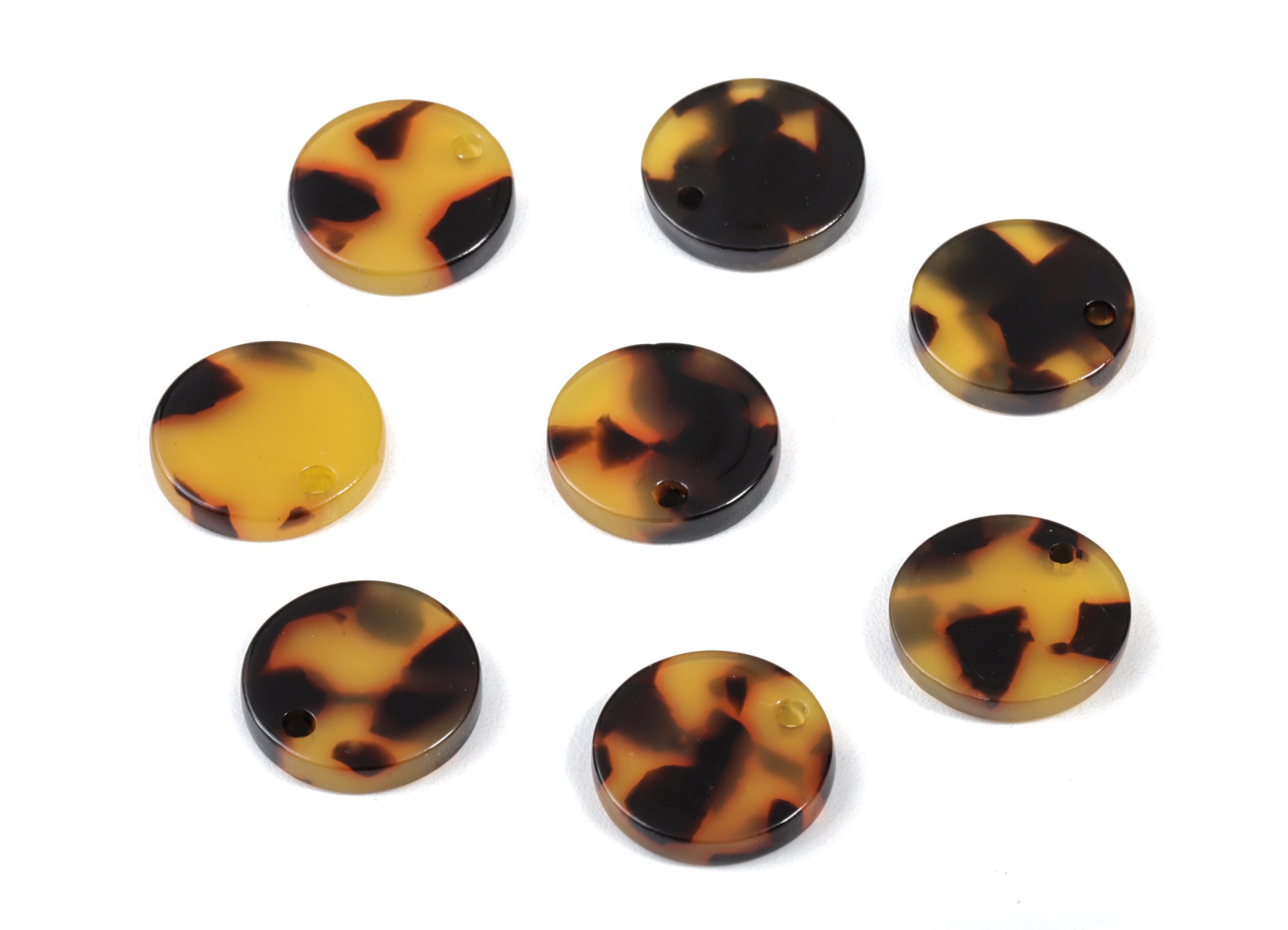 Acetate Coin & Round Charms - Tortoise Shell Earrings - Coin Pendant - Jewelry Supplies - Color Code: A02 - 14.5x2.5mm - AC1064A - DOMEDBAZAAR