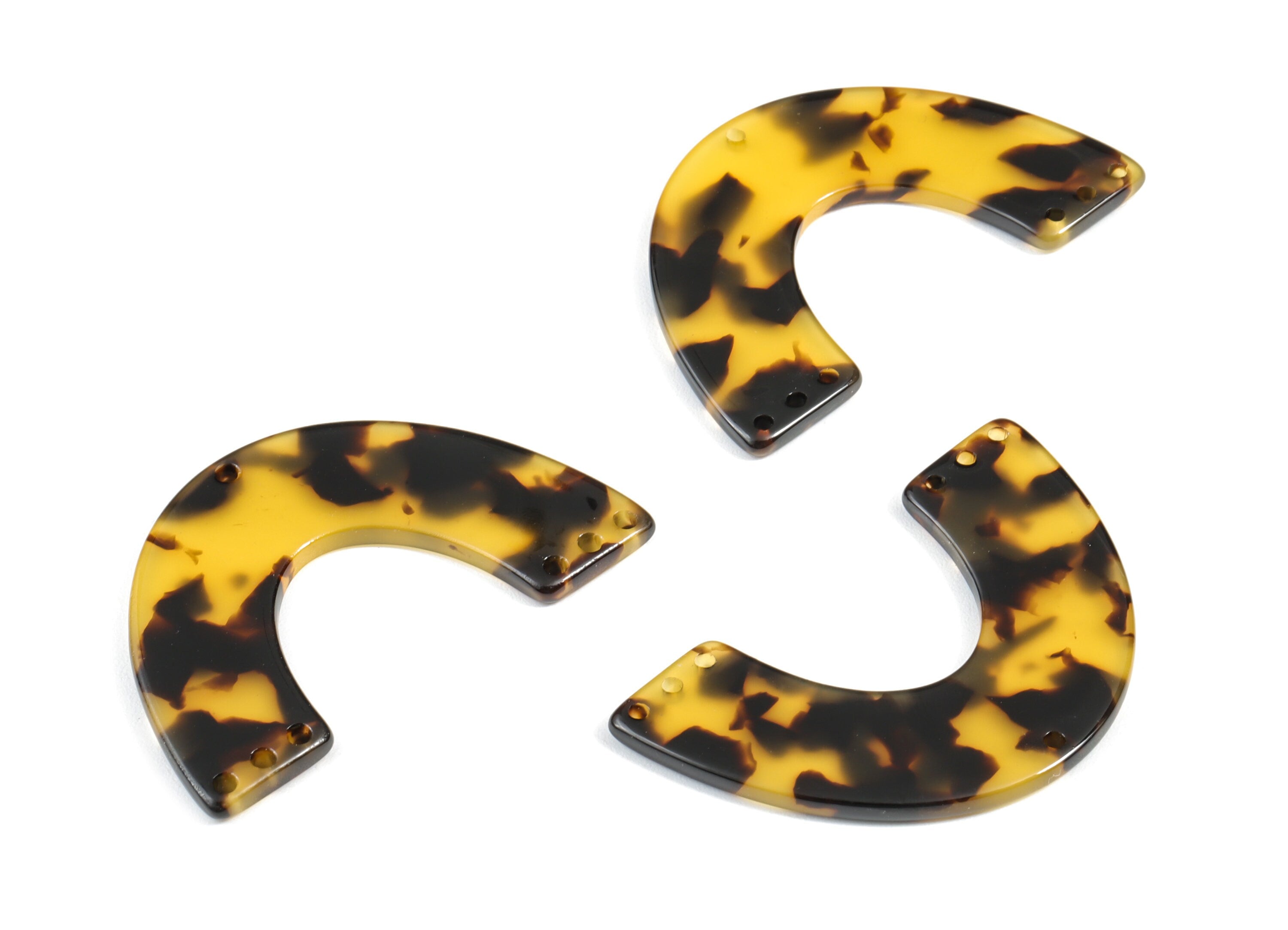 Acetate Large Arch Charms Seven Holes - Semi Oval Pendant- Acetate Tortoise Shell Charms - Color Code: A02 - 47.9x30.8x2.65mm - AC1095AA - DOMEDBAZAAR