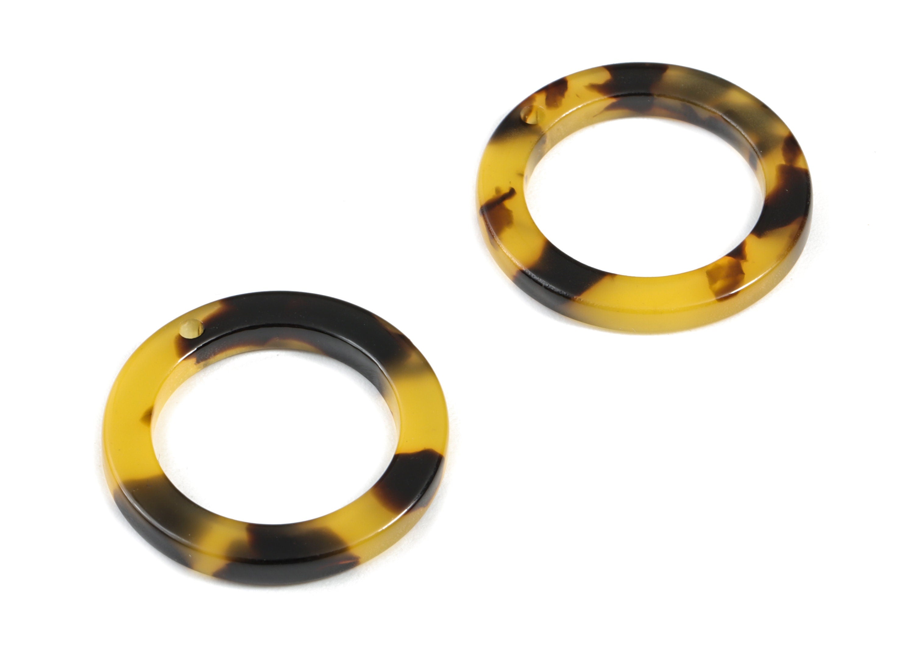 Acetate Hoop Earrings Charms - Tortoise Hoop Shell Earrings - Round Circle Pendant - Color Code: A02 - 22.8x22.8x2.63mm - AC1118A - DOMEDBAZAAR