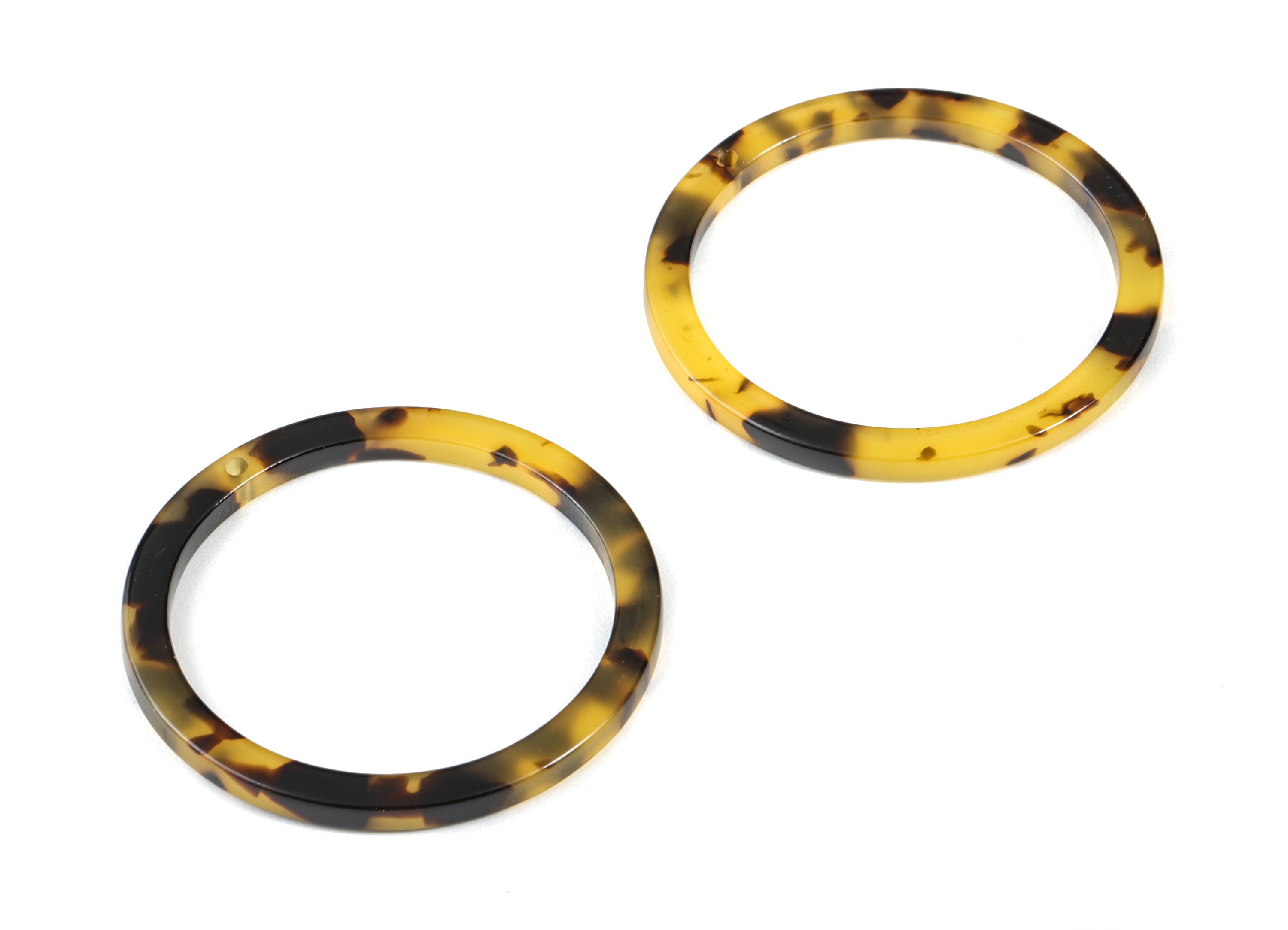Acetate Hoop Earrings Charms - Tortoise Hoop Shell Earrings - Circle Shaped Pendant - Color Code: A02 - 36.5x36.5x2.6mm - AC1120A - DOMEDBAZAAR