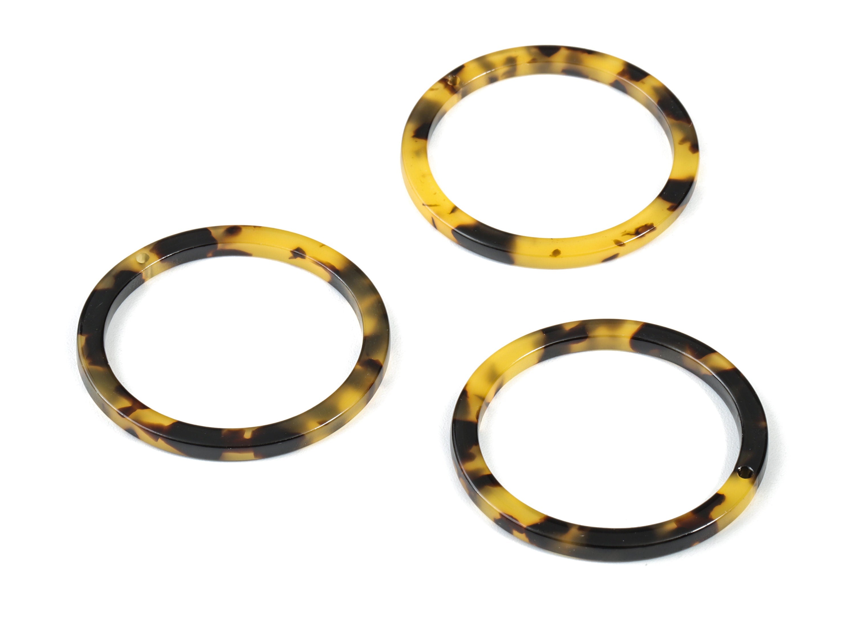 Acetate Hoop Earrings Charms - Tortoise Hoop Shell Earrings - Circle Shaped Pendant - Color Code: A02 - 36.5x36.5x2.6mm - AC1120A - DOMEDBAZAAR
